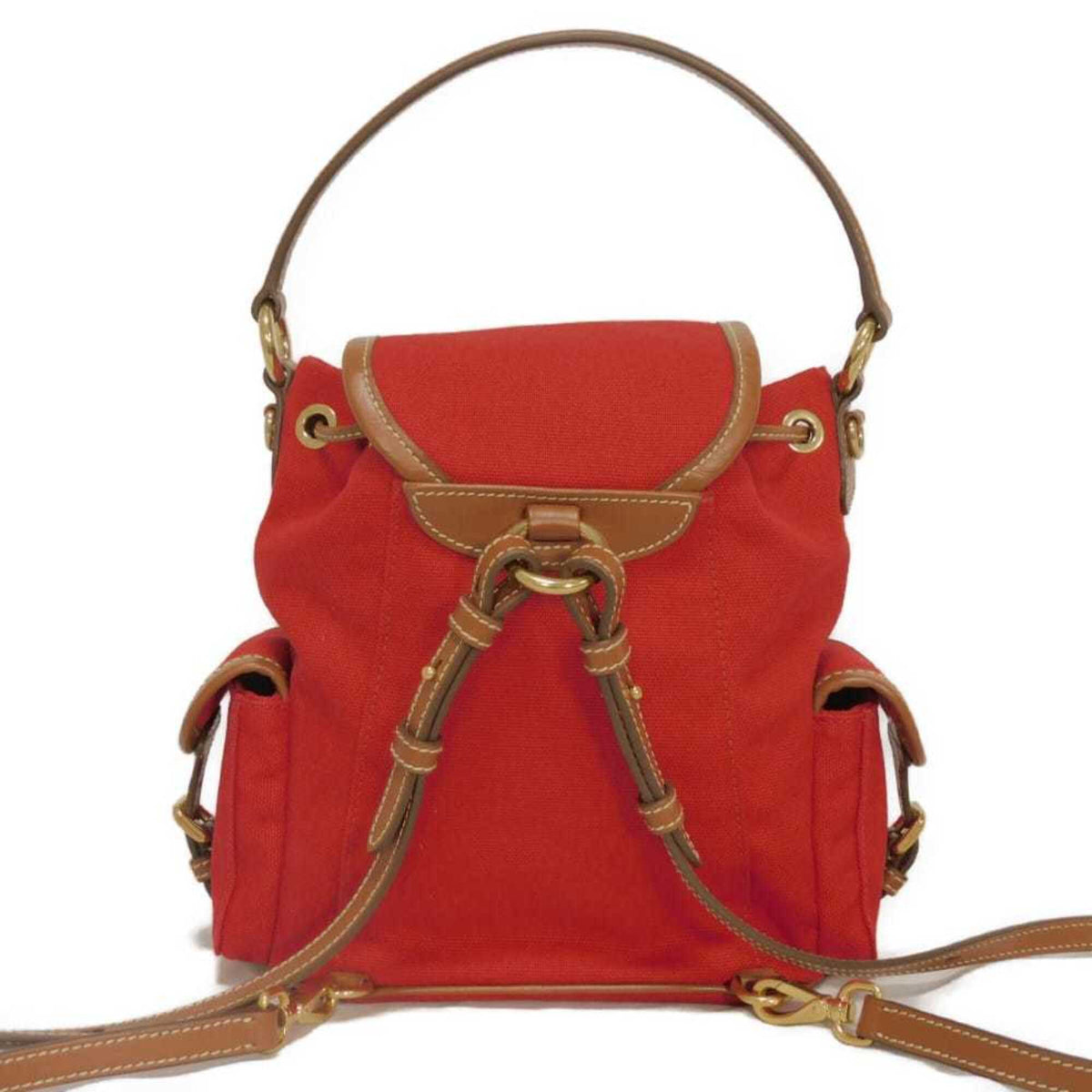 Miu Miu Red Color Cotton Canvas Backpack (Pre-Owned)