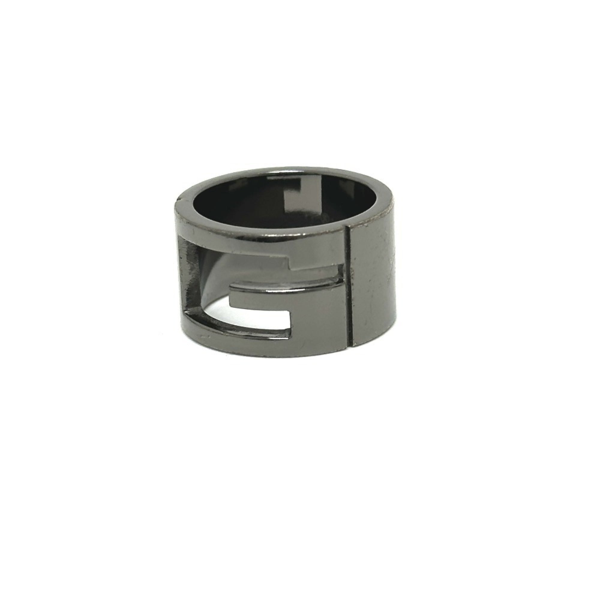 Gucci Silver Black Metal Band Ring (Pre-Owned)