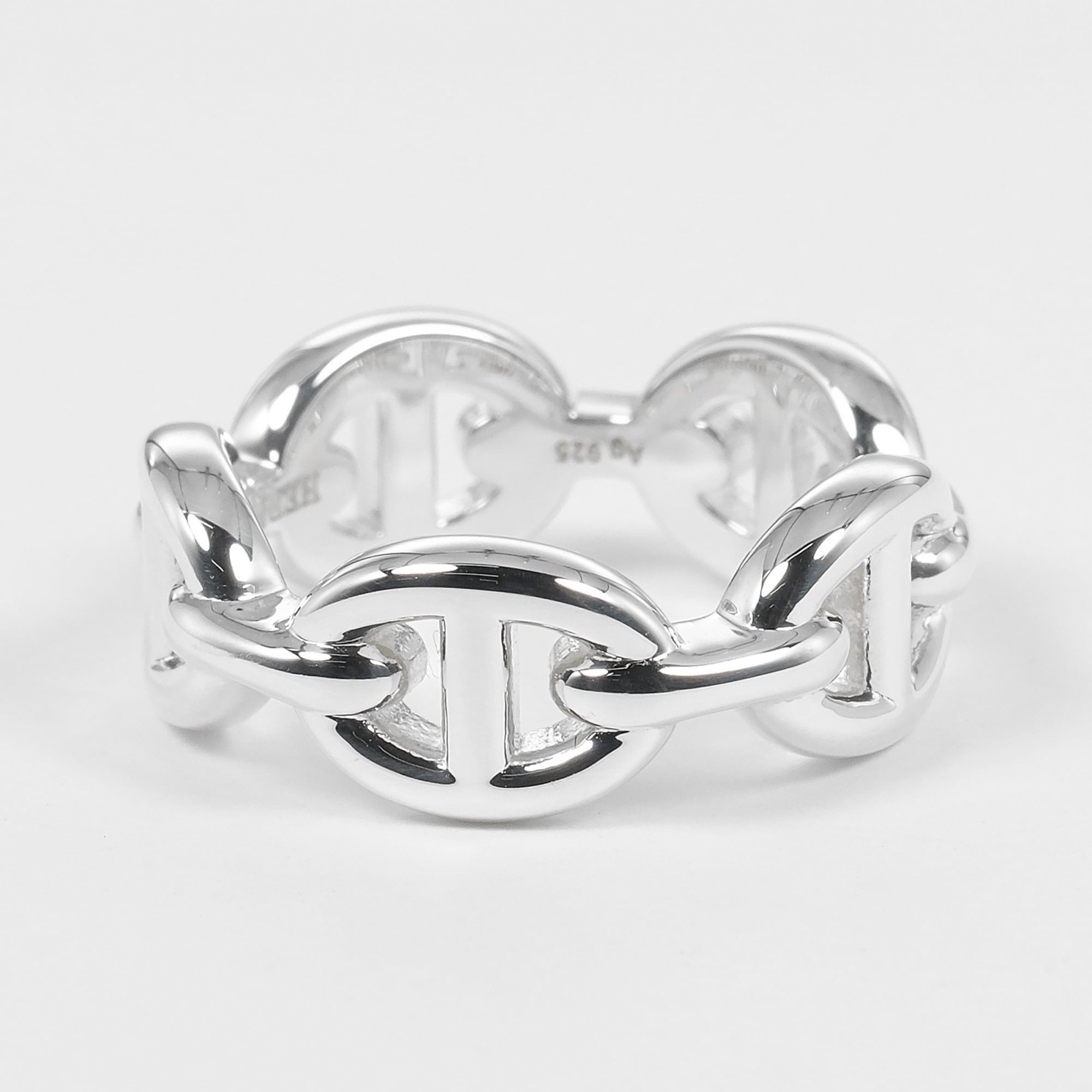 Hermes Silver 925 Band Ring (Pre-Owned)