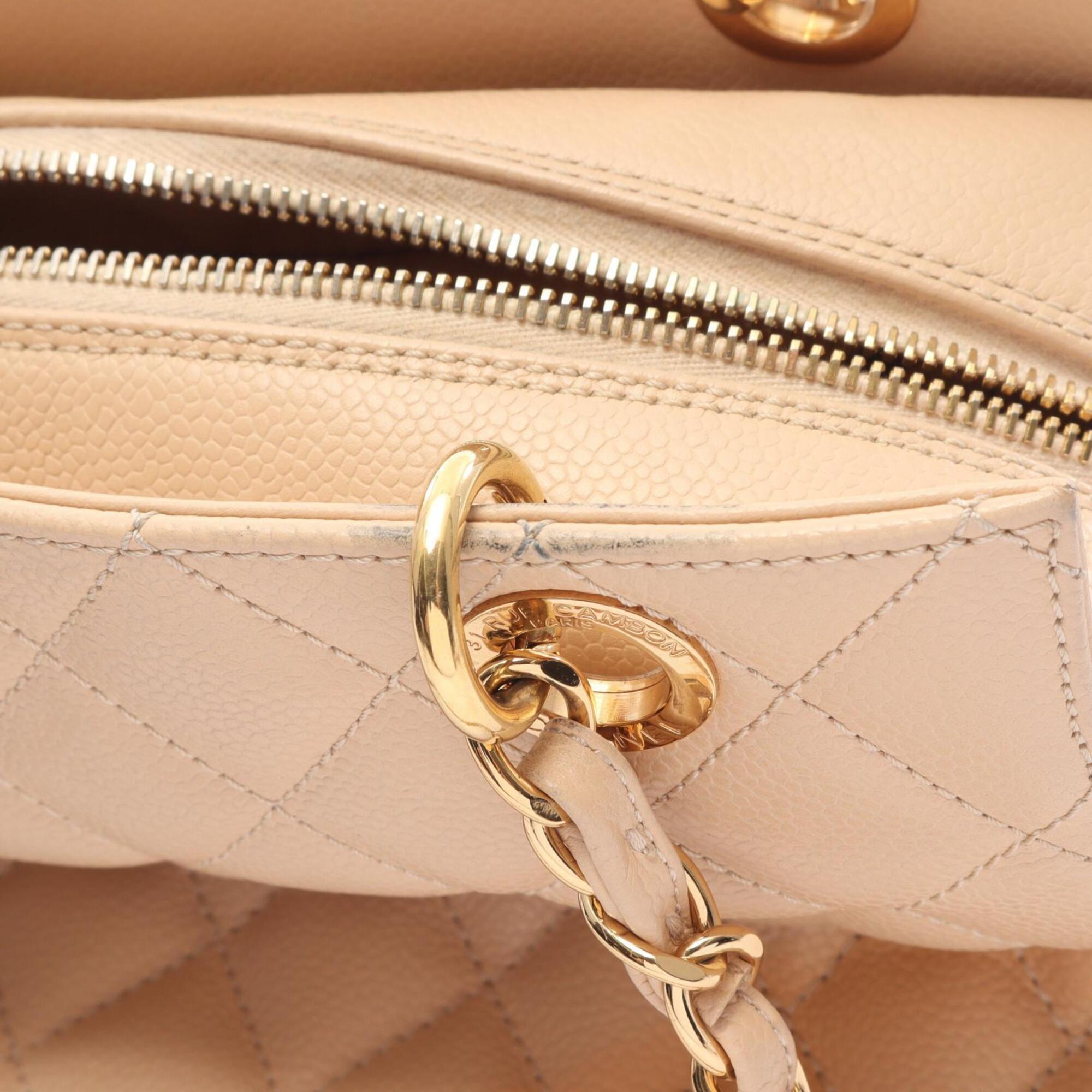 Chanel Beige Leather Handbag Shoulder Bag (Pre-Owned)