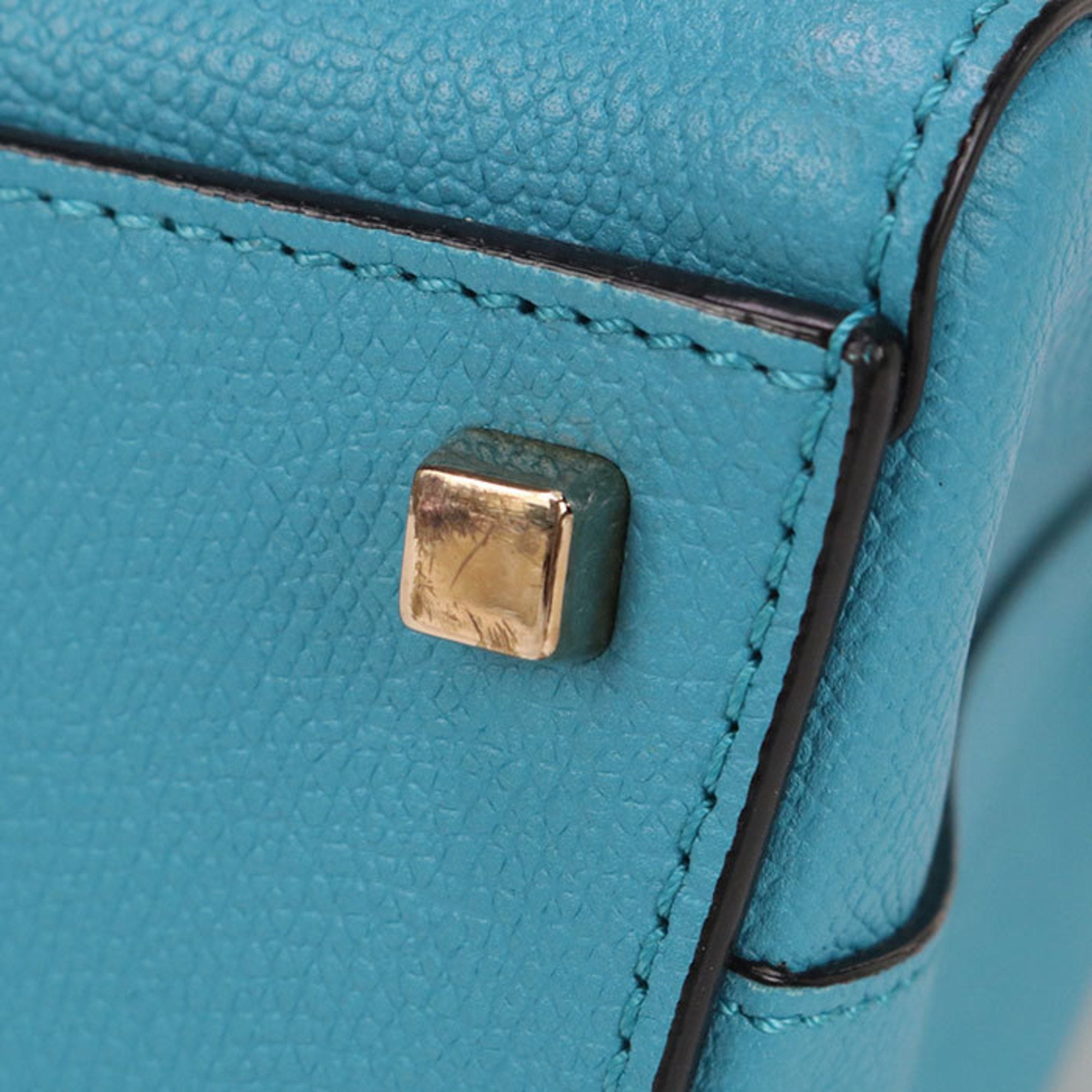 Valextra Blue Leather Handbag (Pre-Owned)