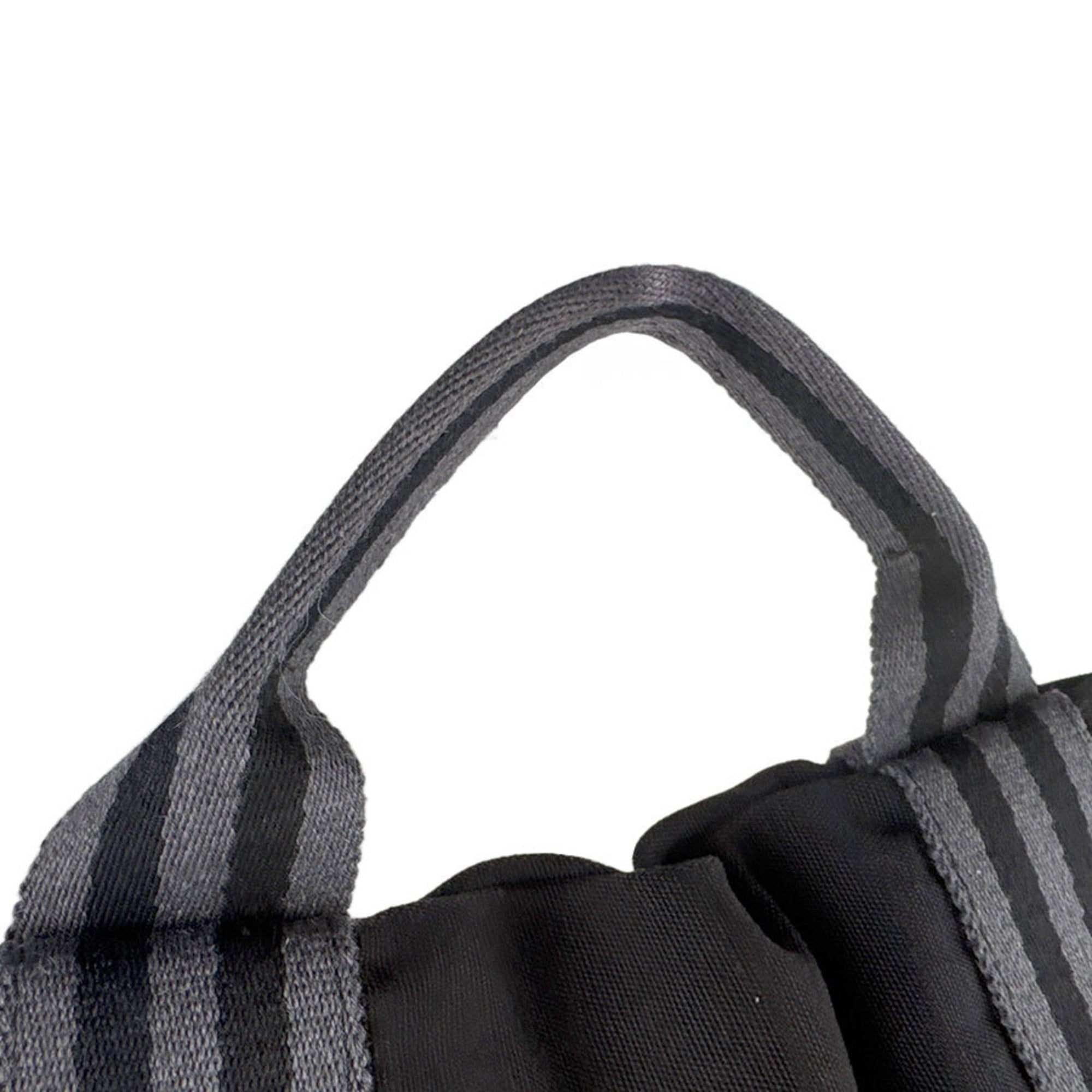 Hermes Black Gray Cotton Briefcase Handbag (Pre-Owned)