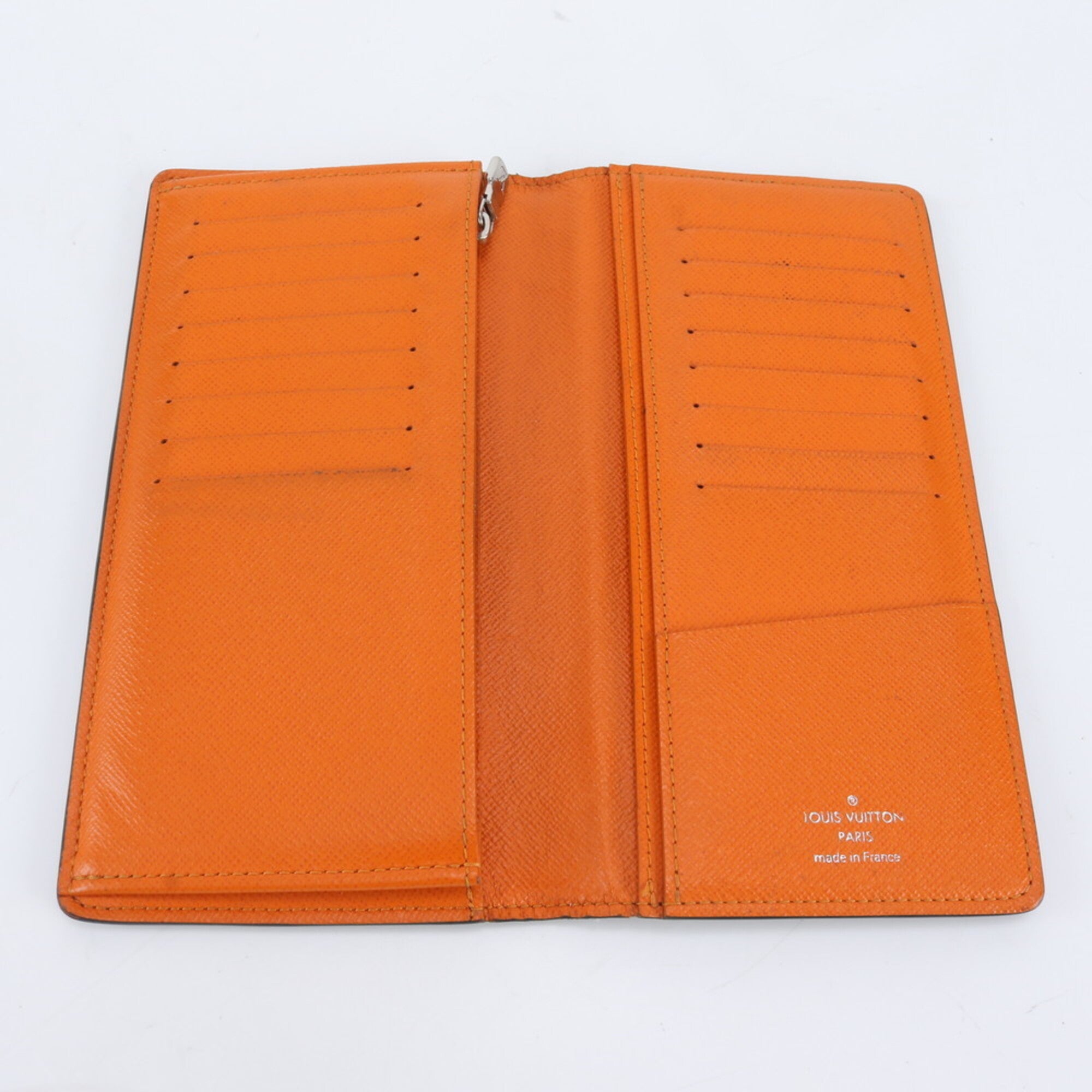 Louis Vuitton Orange Leather Coated Canvas Long Wallet (Bi-Fold) (Pre-Owned)