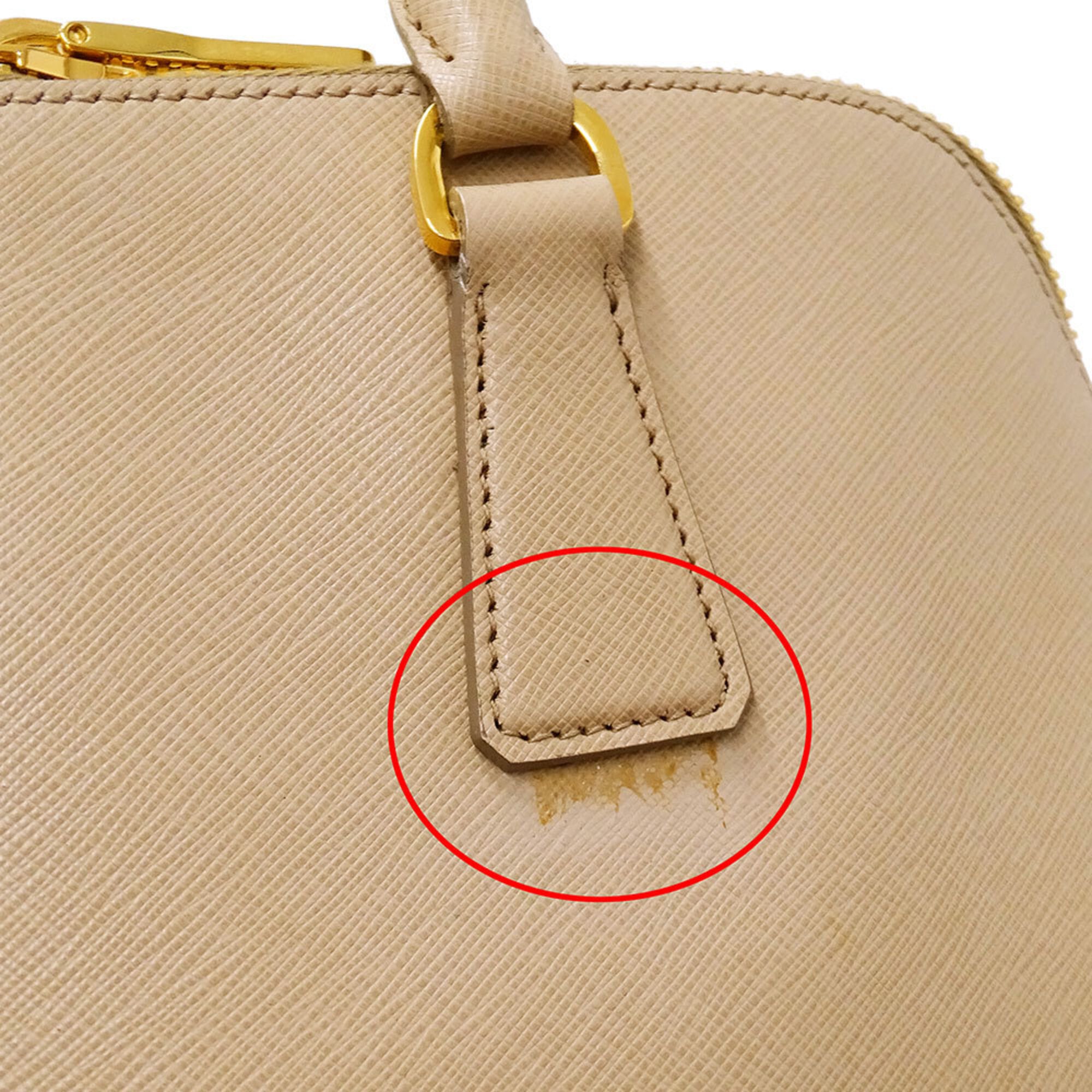 Prada Beige Saffiano Triangle Handbag Shoulder Bag (Pre-Owned)