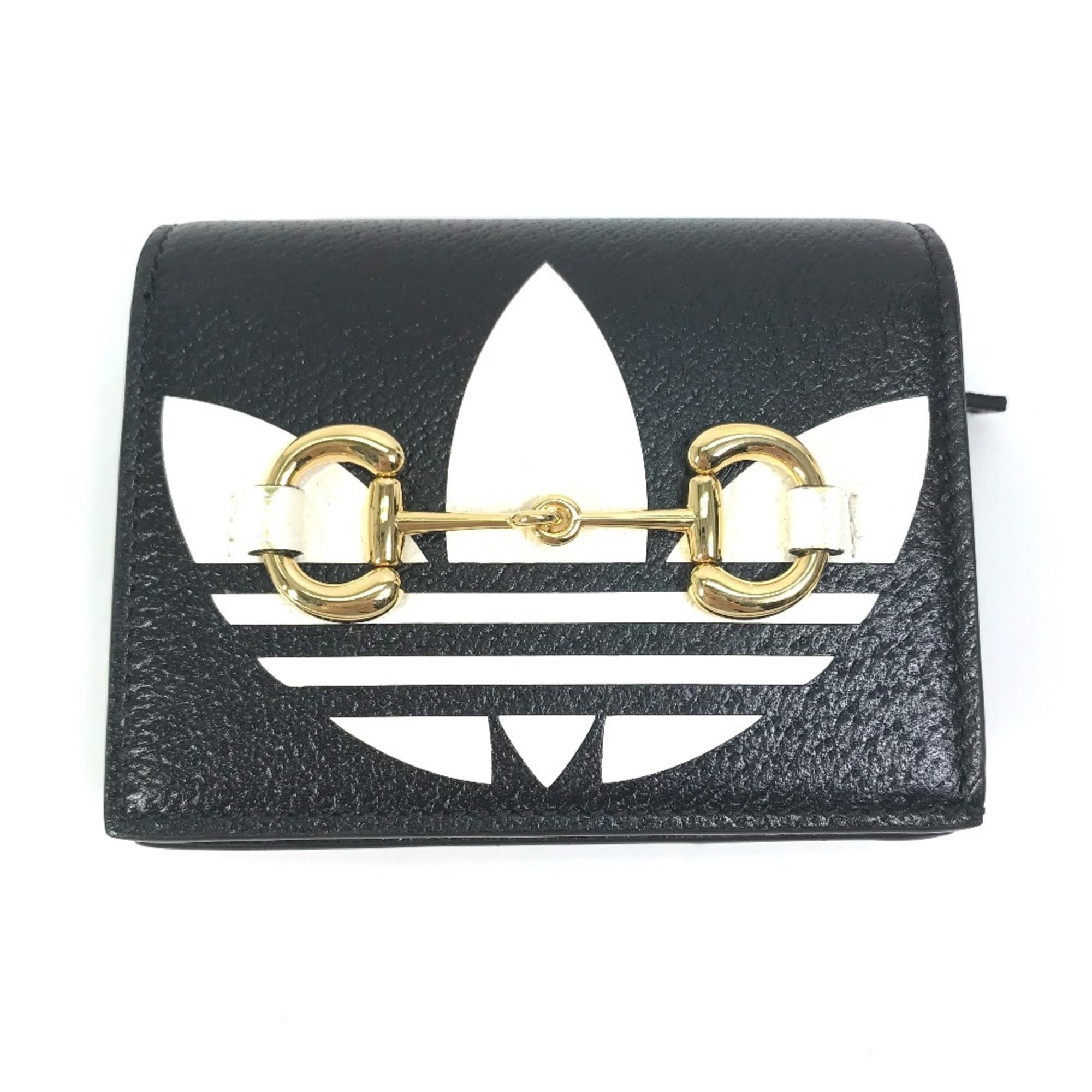 Gucci Black White Leather Chain/Shoulder Wallet (Pre-Owned)