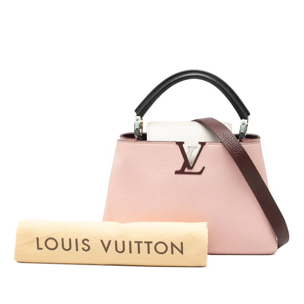 Louis Vuitton Bordeaux Pink White Leather Handbag Shoulder Bag (Pre-Owned)