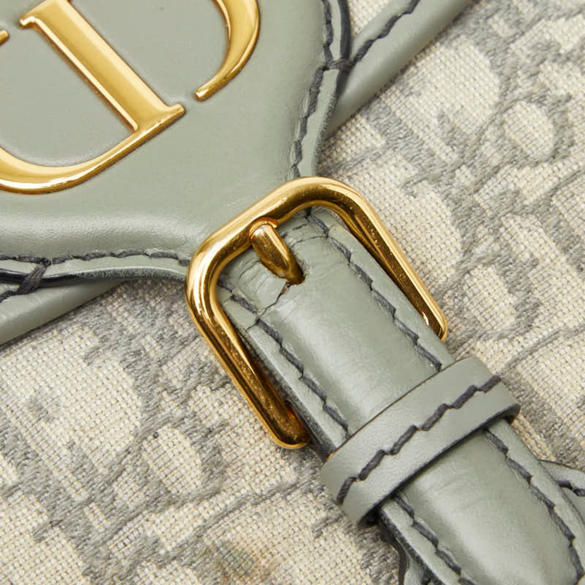 Christian Dior Gold Gray Canvas Leather Shoulder Bag (Pre-Owned)