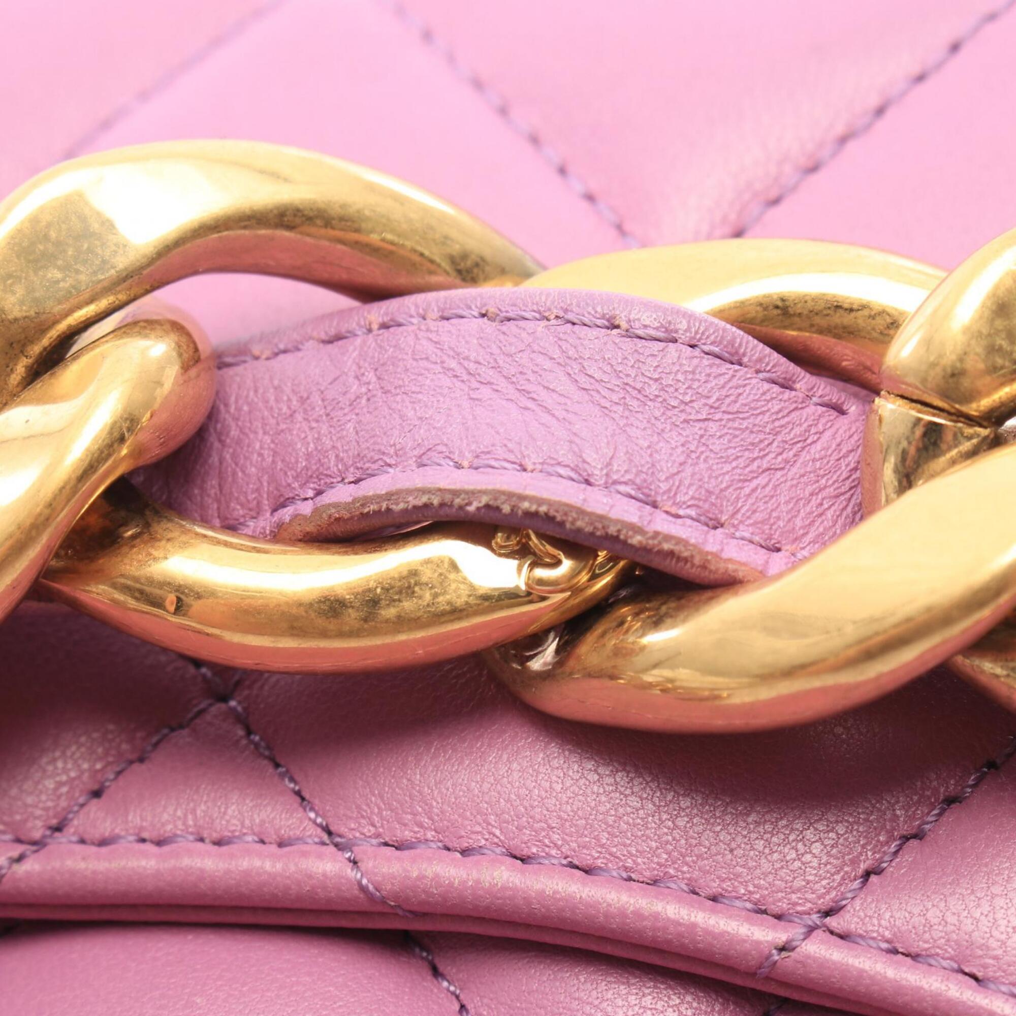 Chanel Purple Leather Handbag Shoulder Bag (Pre-Owned)