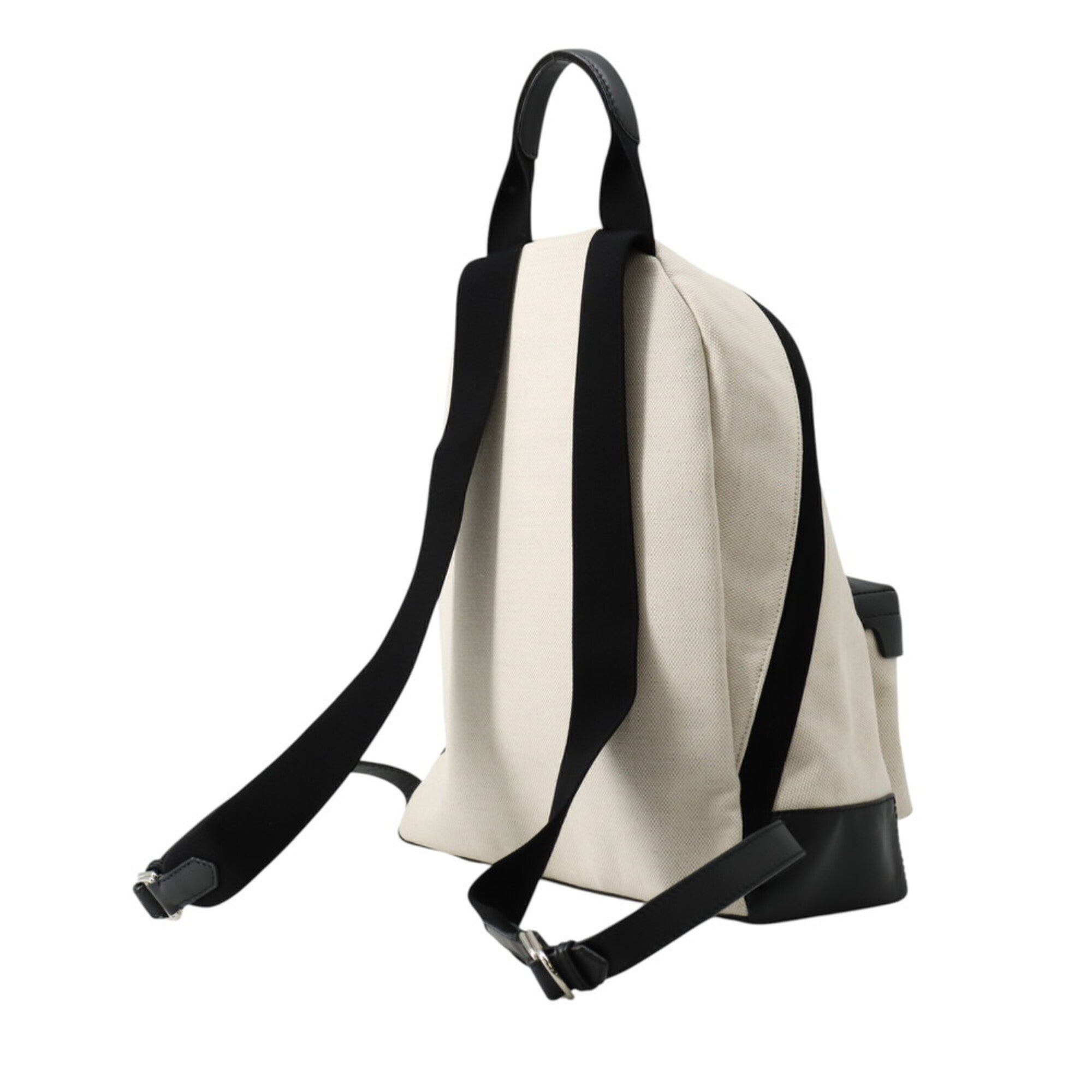 Balenciaga Beige Black Canvas Leather Backpack Handbag (Pre-Owned)