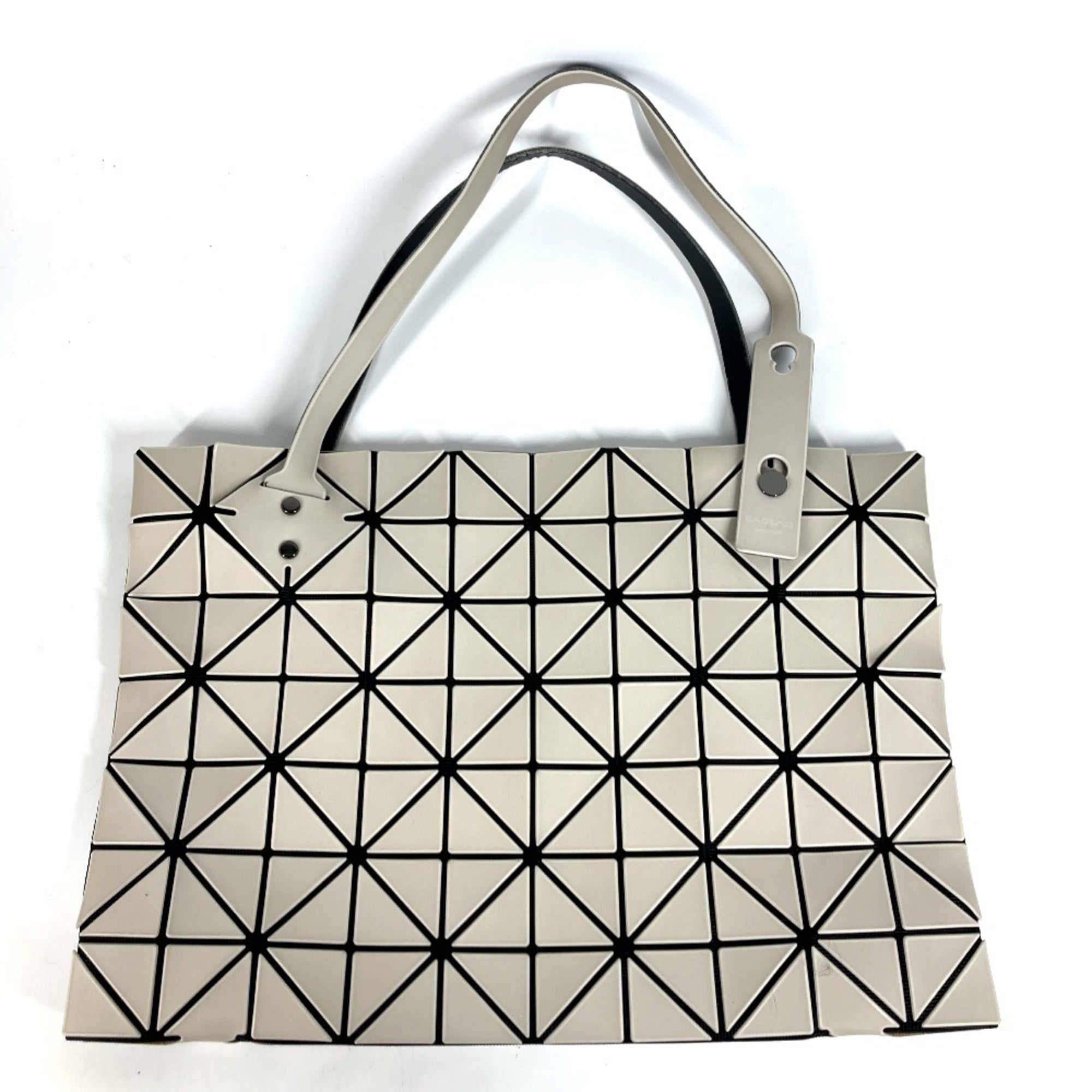 Issey Miyake Beige Black Leather Pvc Shoulder Bag Tote Bag (Pre-Owned)