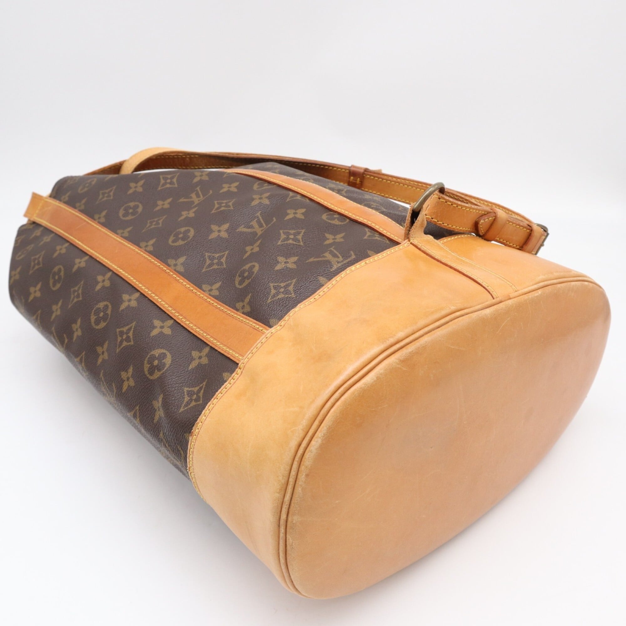 Louis Vuitton Beige Brown Coated Canvas Leather Pouch Shoulder Bag (Pre-Owned)
