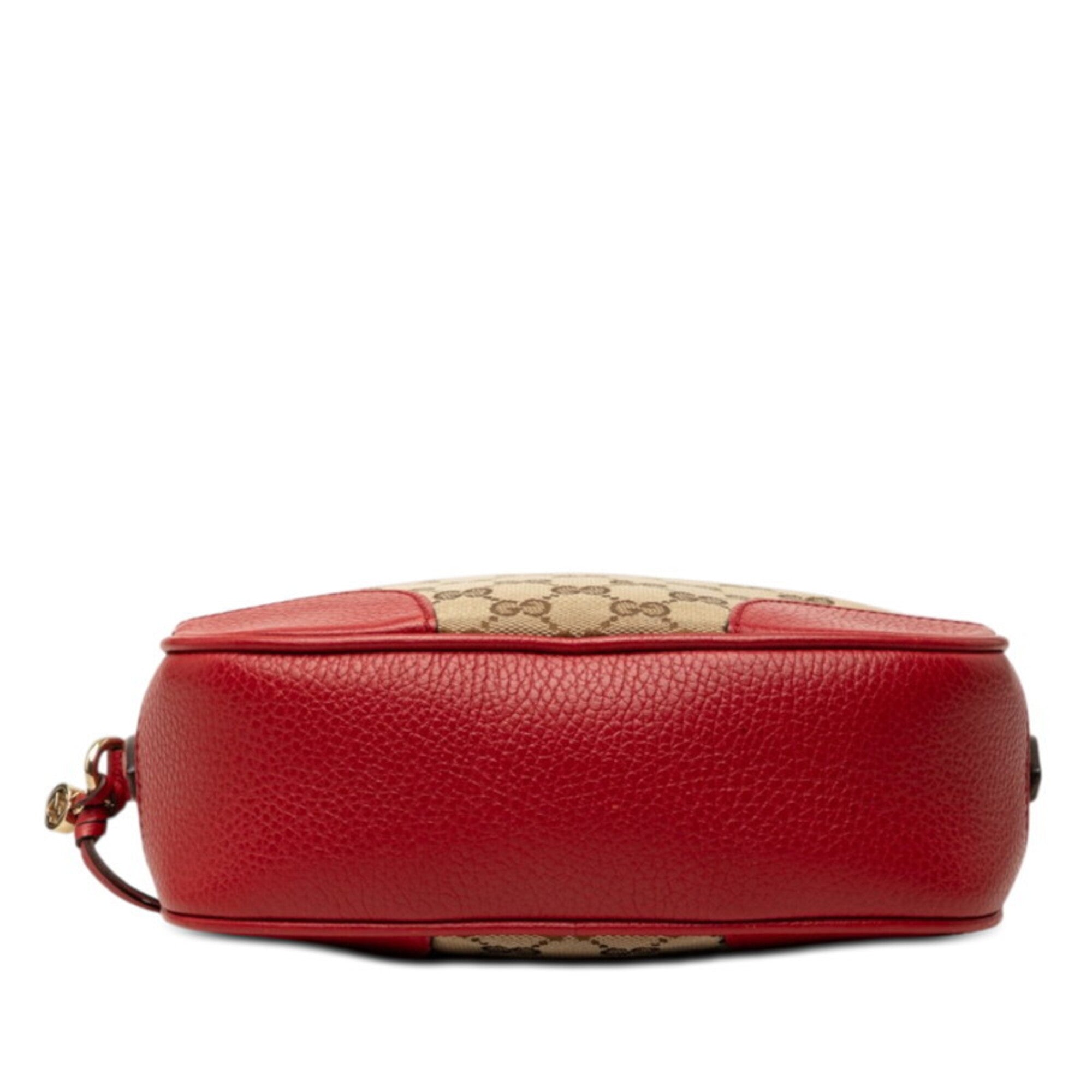 Gucci Gg Canvas Beige Red Color Gg Canvas Leather Shoulder Bag (Pre-Owned)