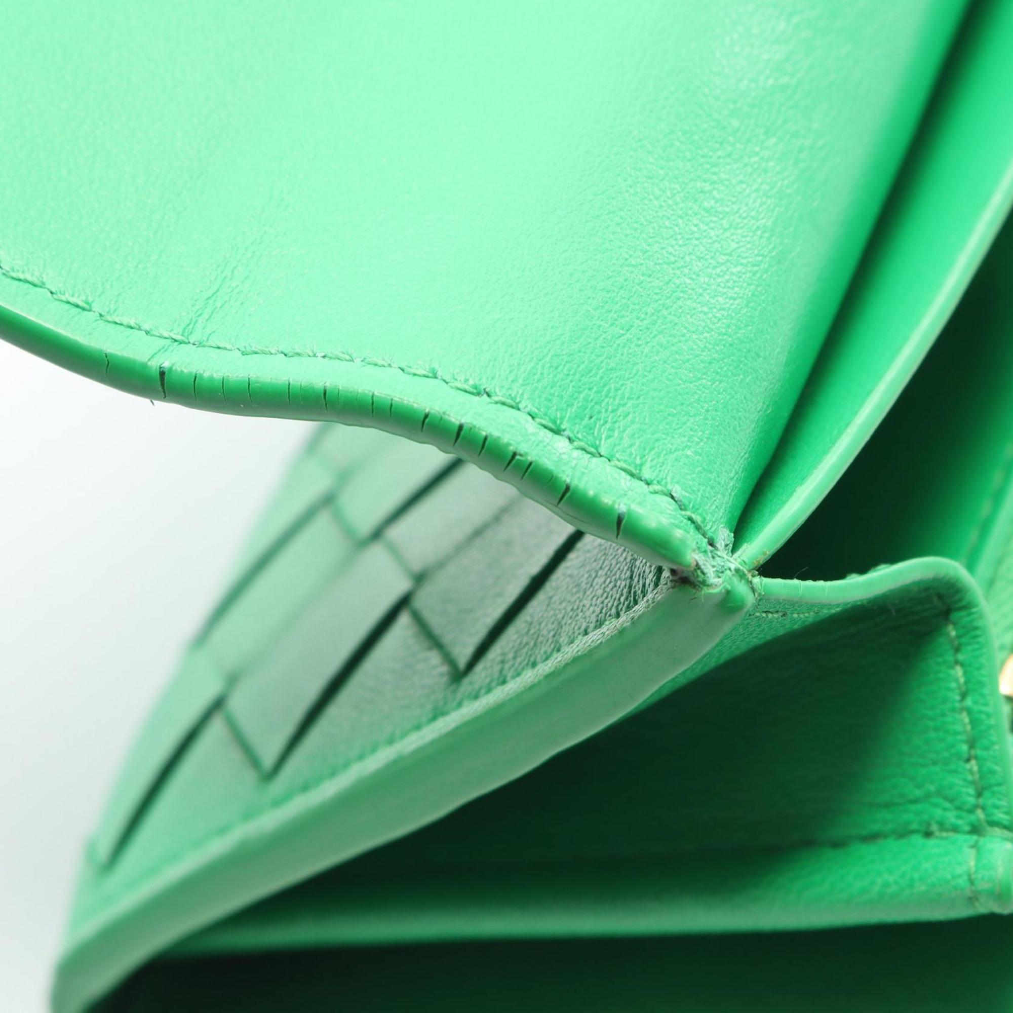 Bottega Veneta Green Leather Long Wallet (Bi-Fold) (Pre-Owned)