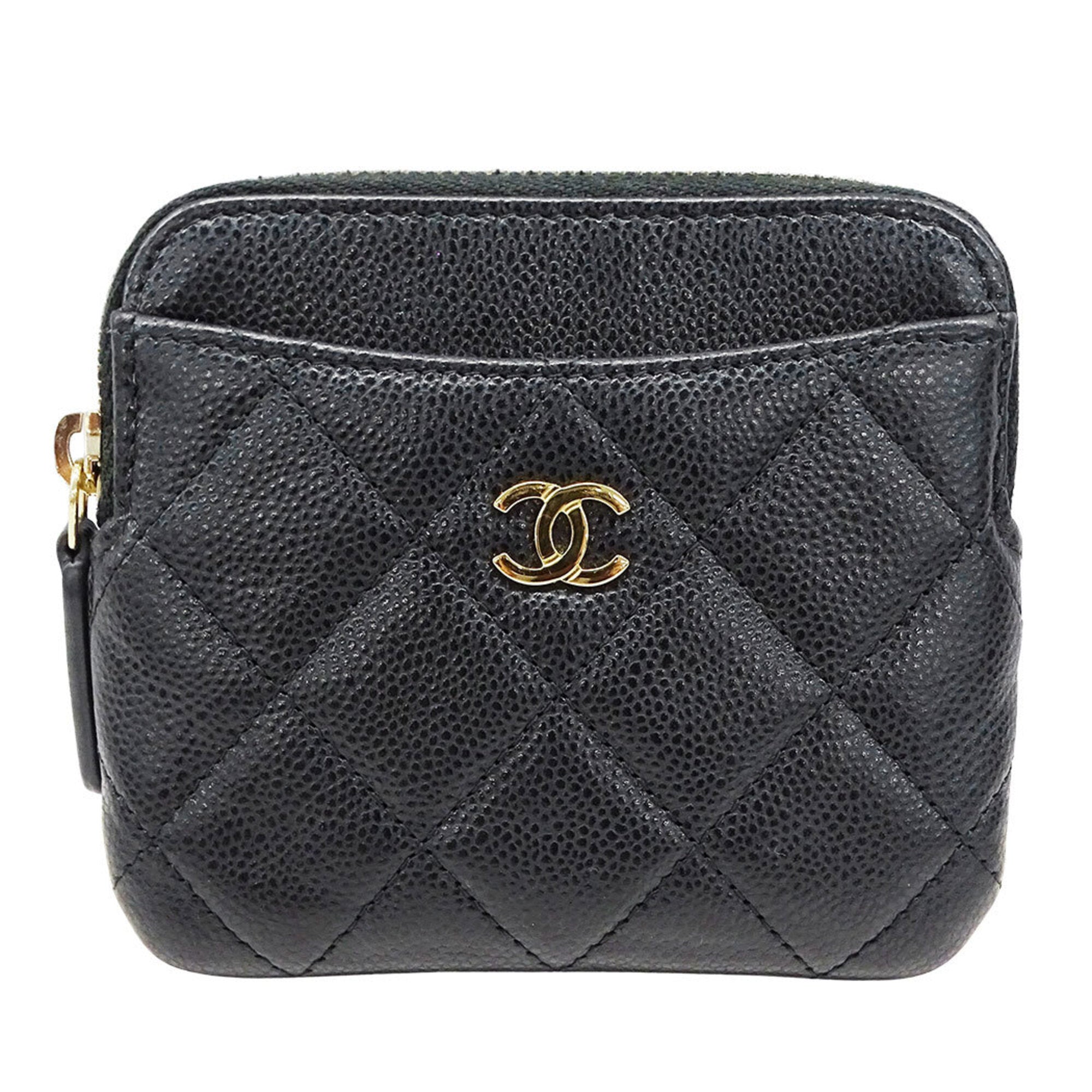 Chanel Black Grained Calfskin Coin Purse/Coin Case (Pre-Owned)