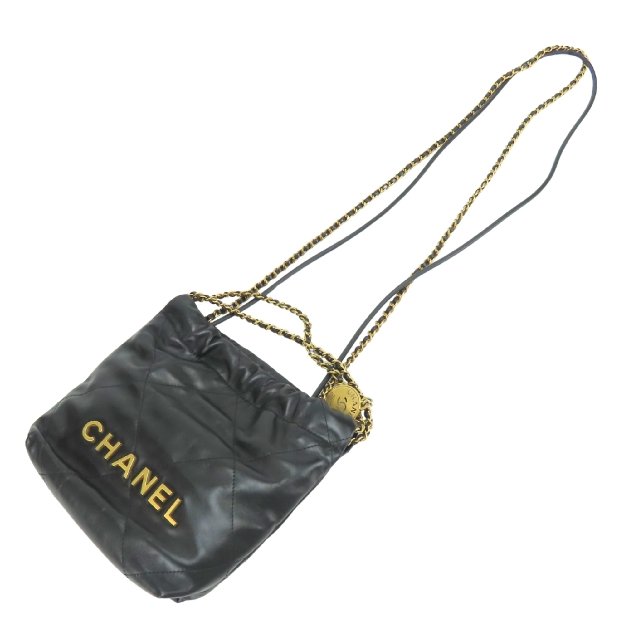 Chanel Black Leather Handbag Shoulder Bag (Pre-Owned)