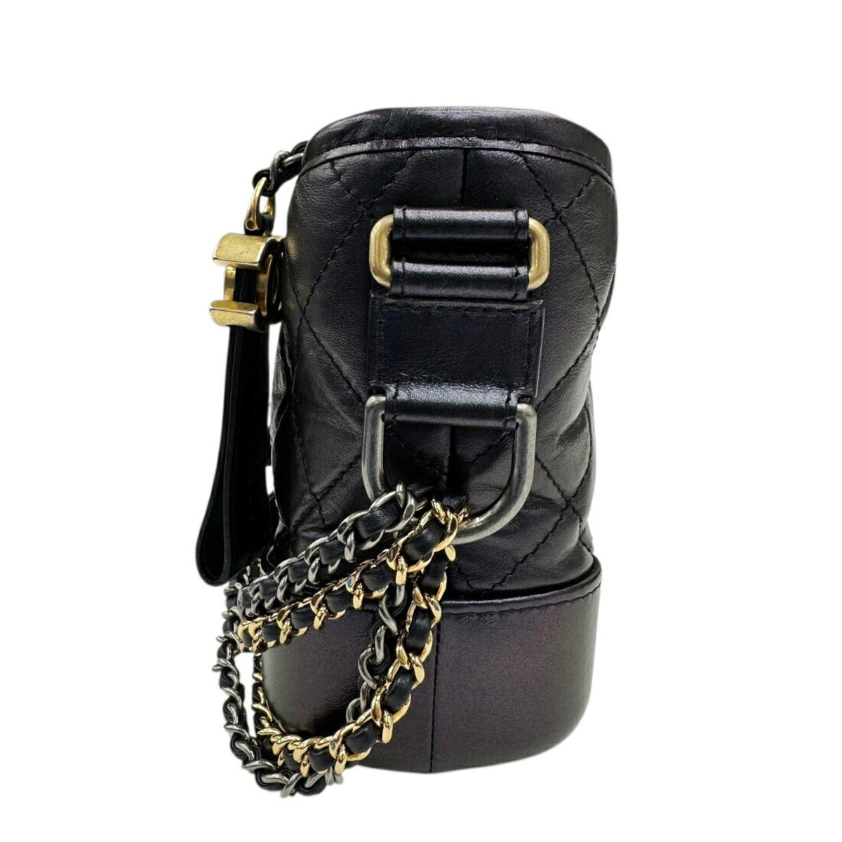 Chanel Metallic Black Leather Shoulder Bag (Pre-Owned)
