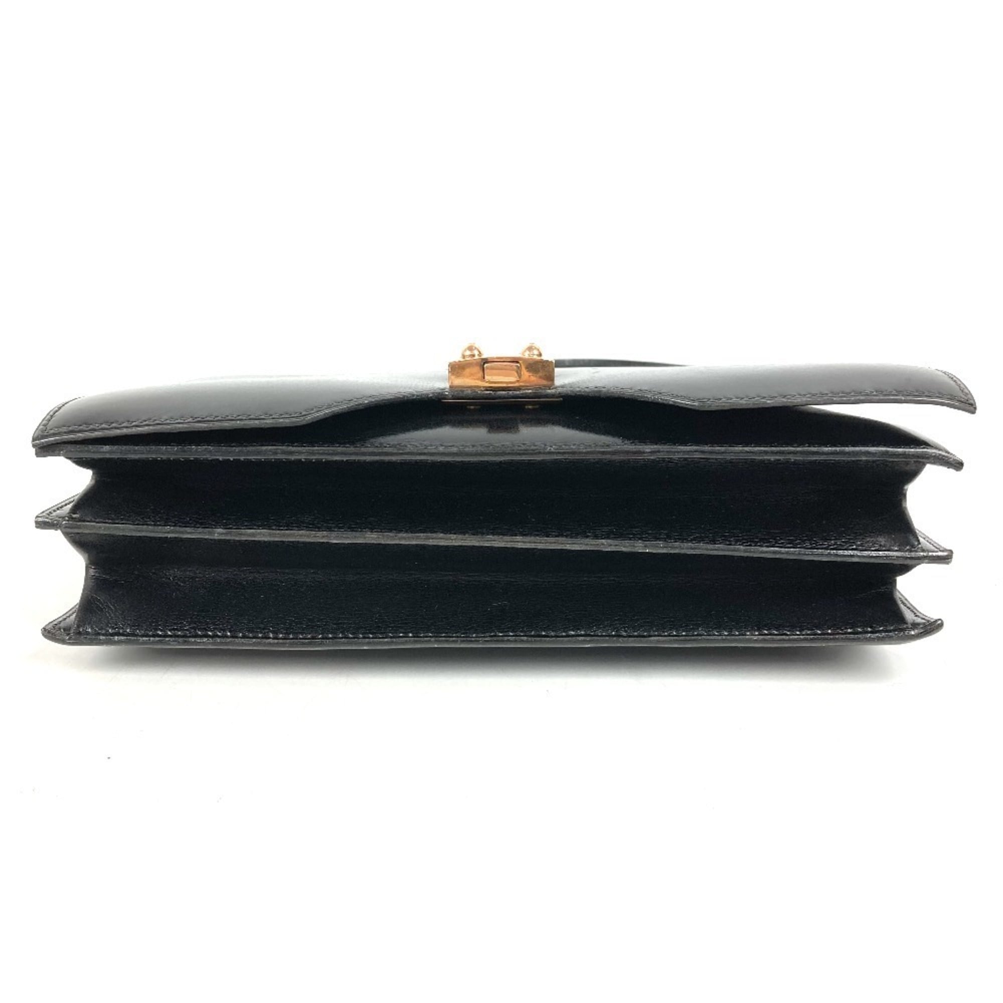 Hermes Black Box Calf Leather Handbag Tote Bag (Pre-Owned)
