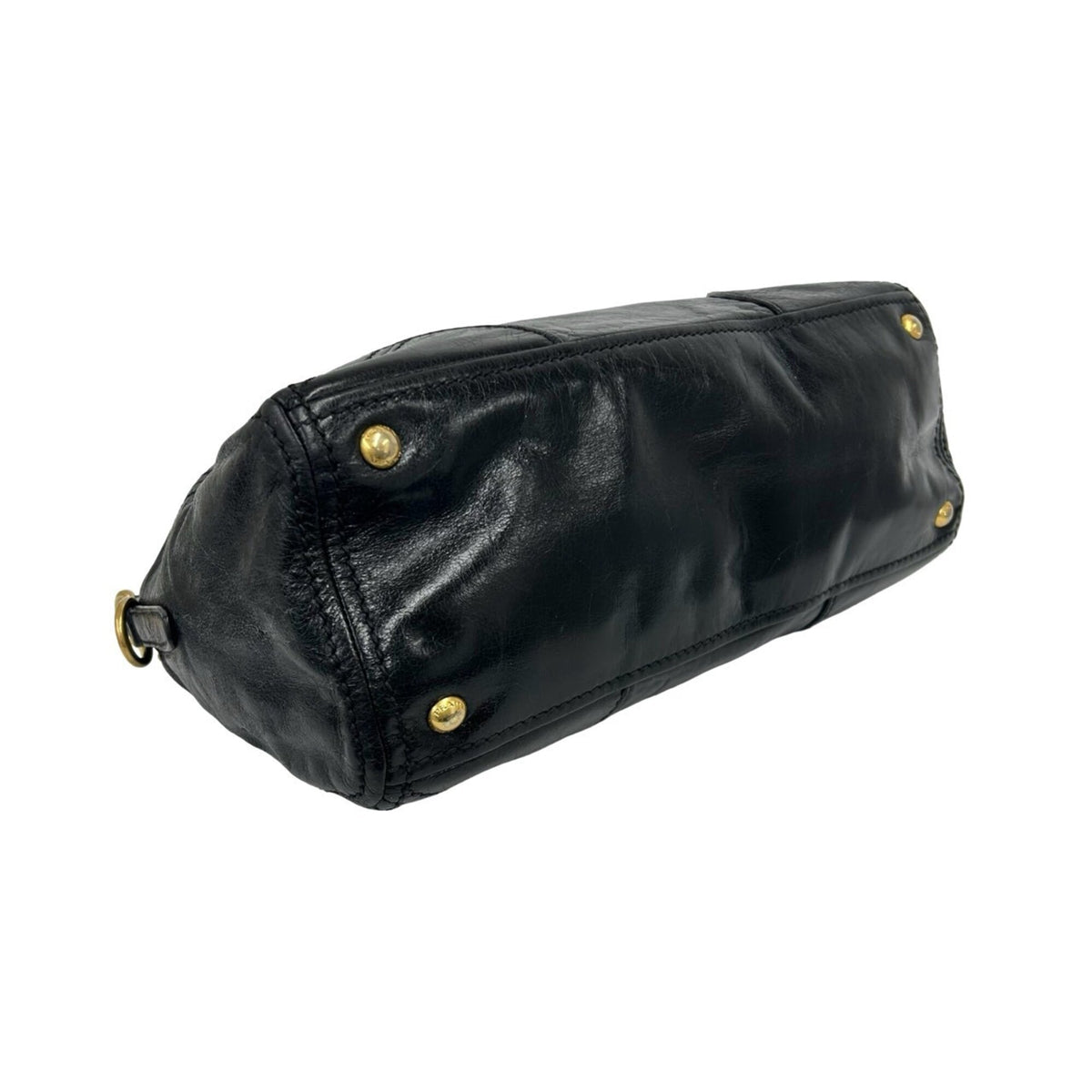 Prada Black Leather Boston Bag Handbag Shoulder Bag Tote Bag (Pre-Owned)