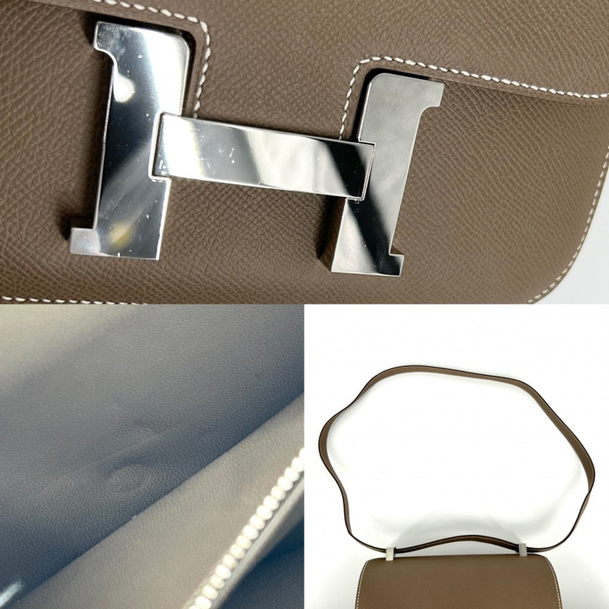 Hermes Etoupe Gray Epsom Leather Pochette Shoulder Bag (Pre-Owned)