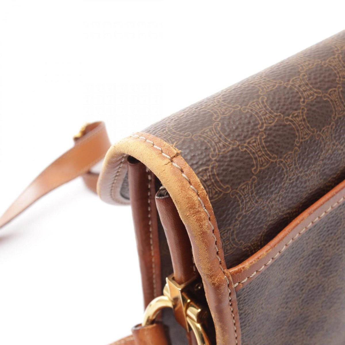 Celine Brown Coated Canvas Leather Shoulder Bag (Pre-Owned)
