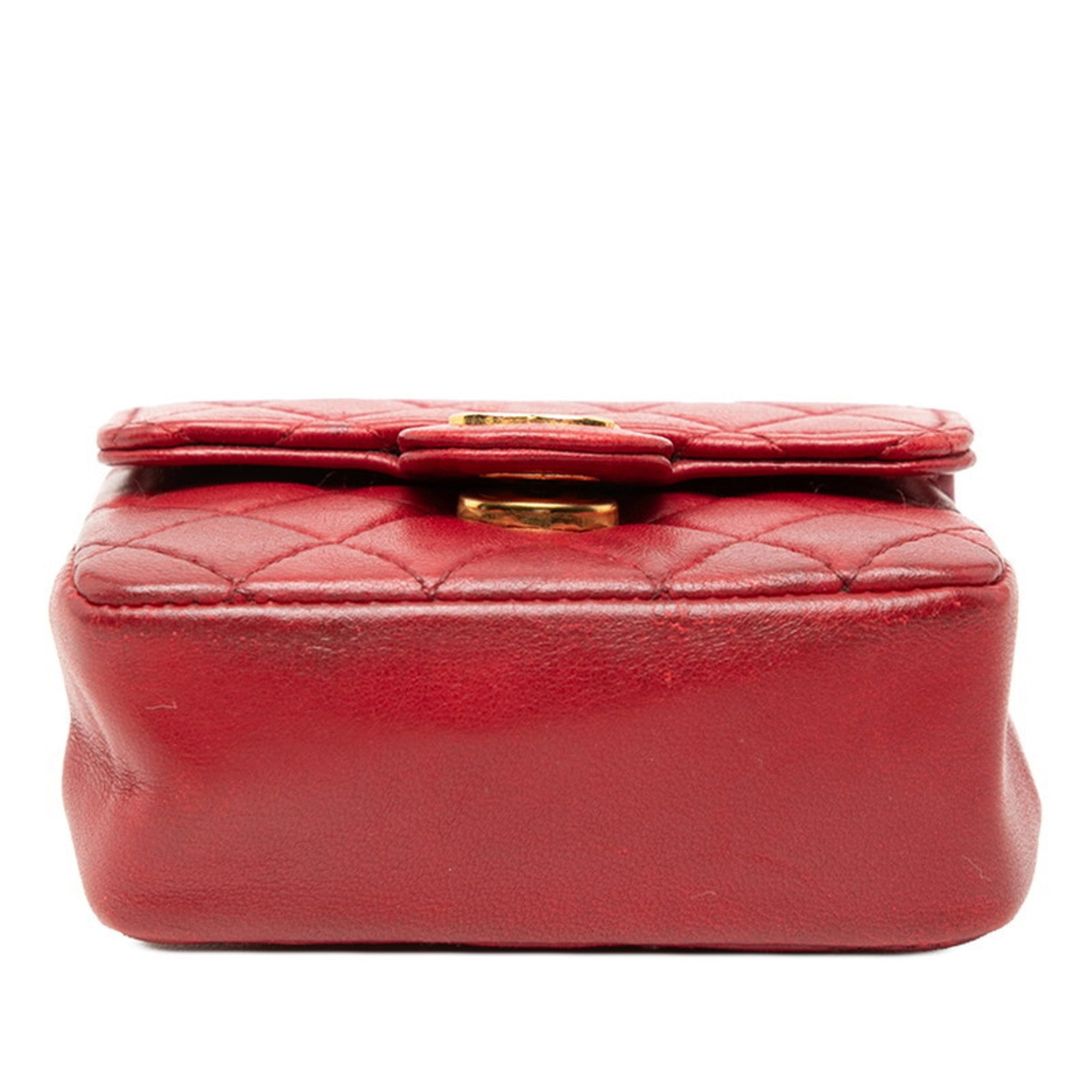 Chanel Gold Red Color Leather Shoulder Bag (Pre-Owned)