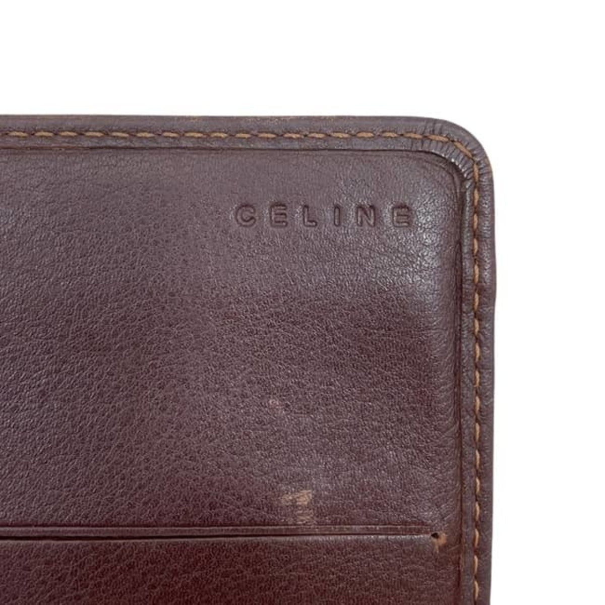 Celine Blue Brown Denim Leather Long Wallet (Bi-Fold) (Pre-Owned)