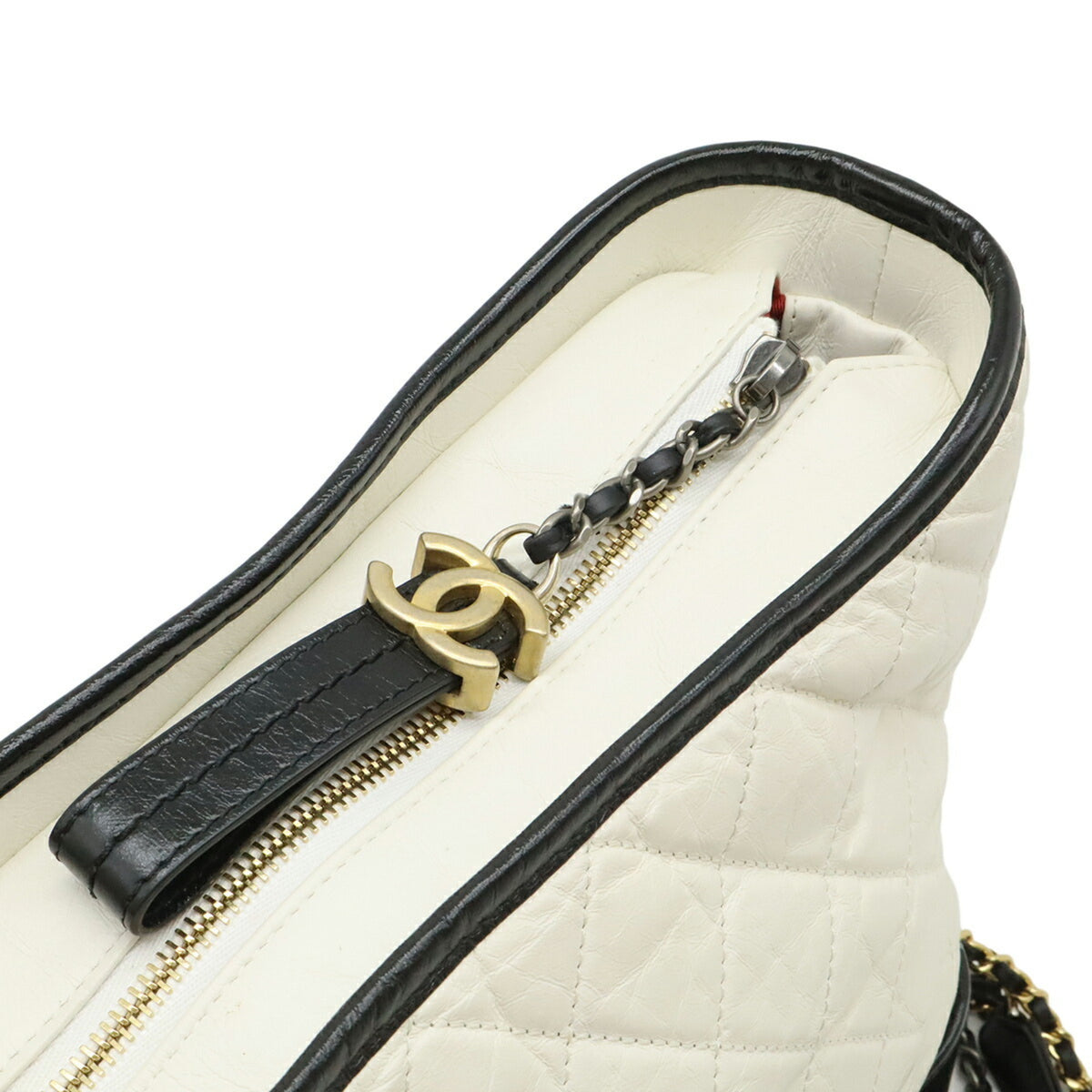 Chanel Gabriel Black White Leather Shoulder Bag (Pre-Owned)