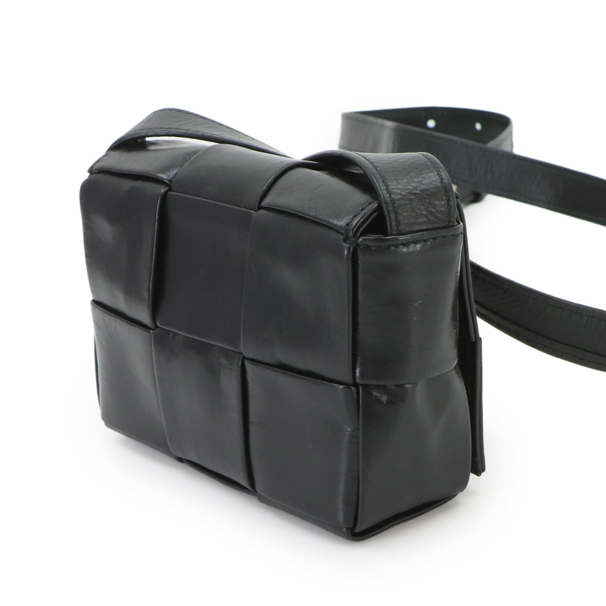 Bottega Veneta Black Leather Handbag Shoulder Bag (Pre-Owned)