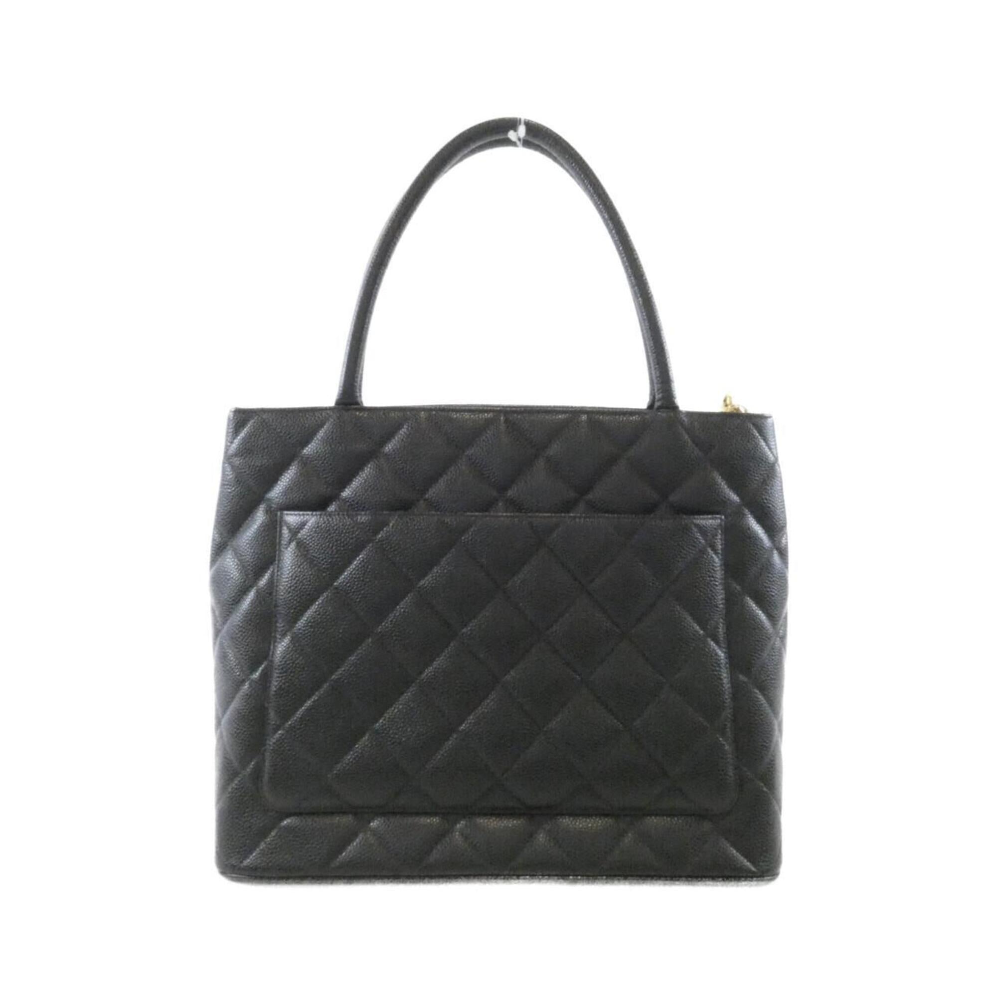 Chanel Black Grained Calfskin Handbag (Pre-Owned)