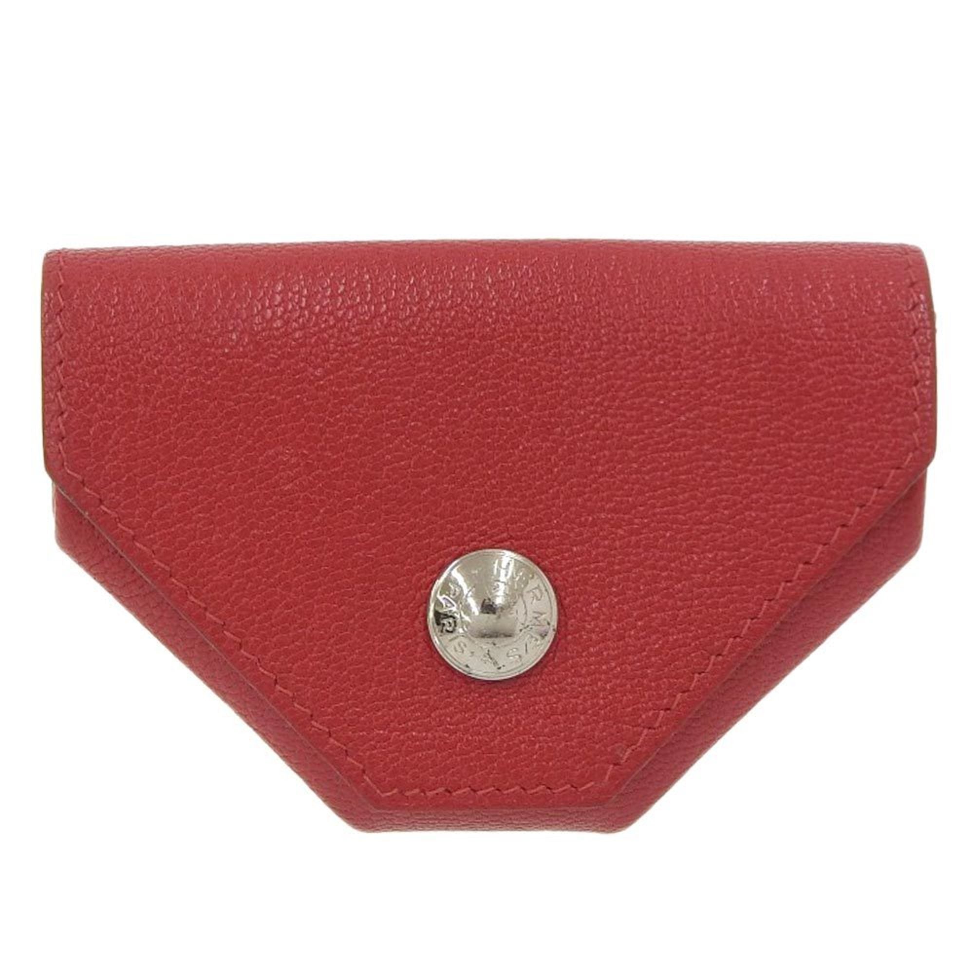 Hermes Red Color Chevre Leather Coin Purse/Coin Case (Pre-Owned)
