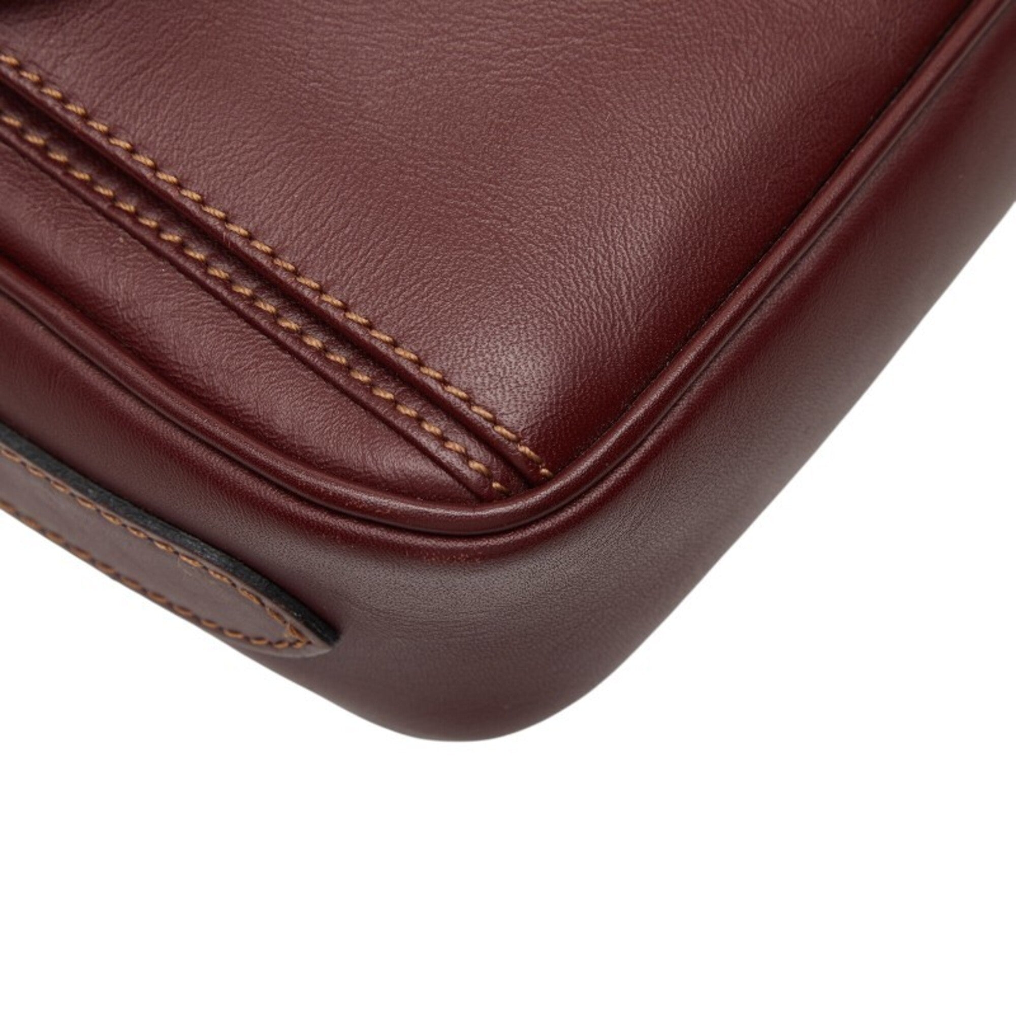 Cartier Must Bordeaux Wine Red Leather Shoulder Bag (Pre-Owned)
