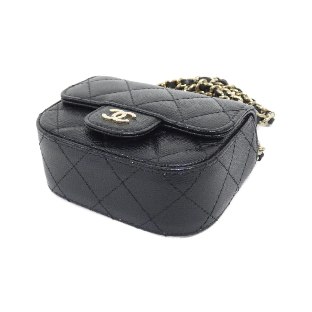 Chanel Black Grained Calfskin Handbag Shoulder Bag (Pre-Owned)