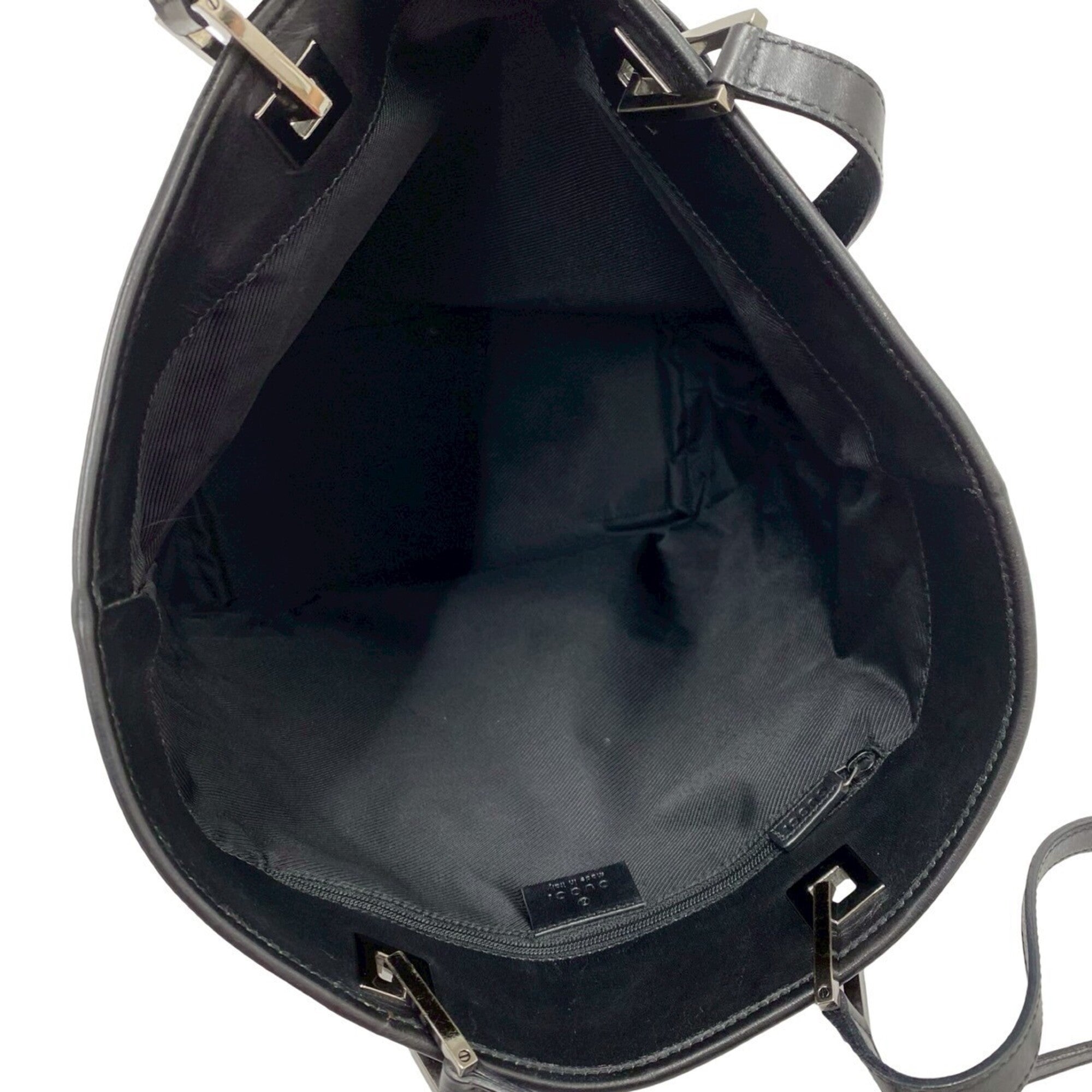 Gucci Black Gg Canvas Leather Handbag Tote Bag (Pre-Owned)