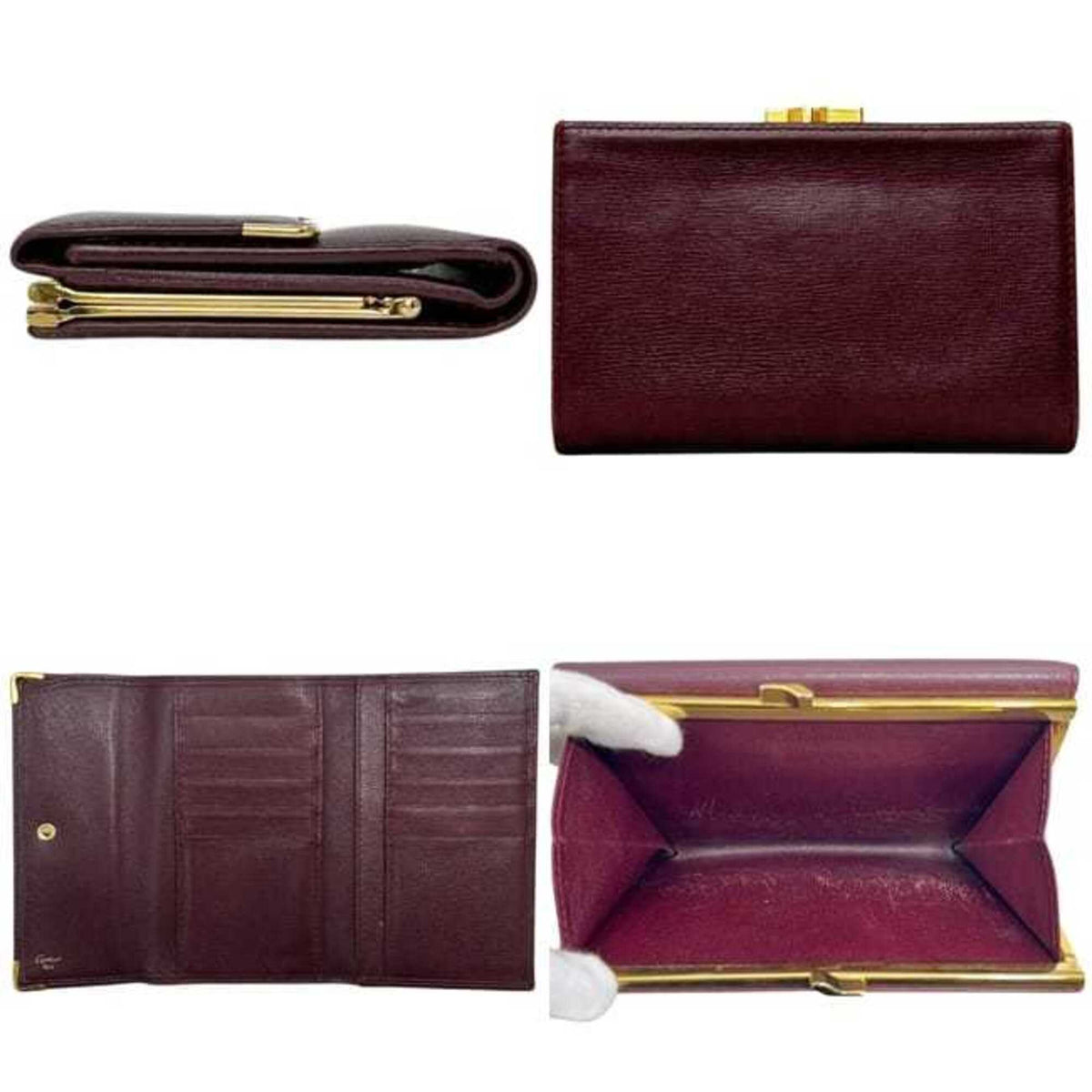 Cartier Bordeaux Wine Red Leather Wallet (Tri-Fold) (Pre-Owned)