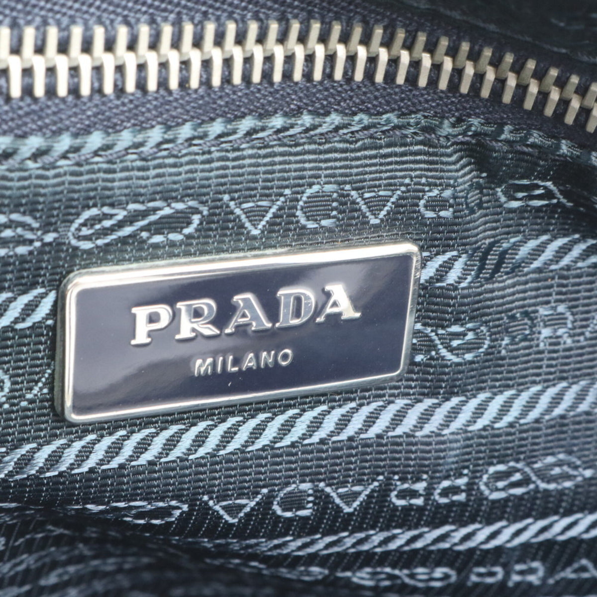 Prada Blue Leather Nylon Shoulder Bag Tote Bag (Pre-Owned)