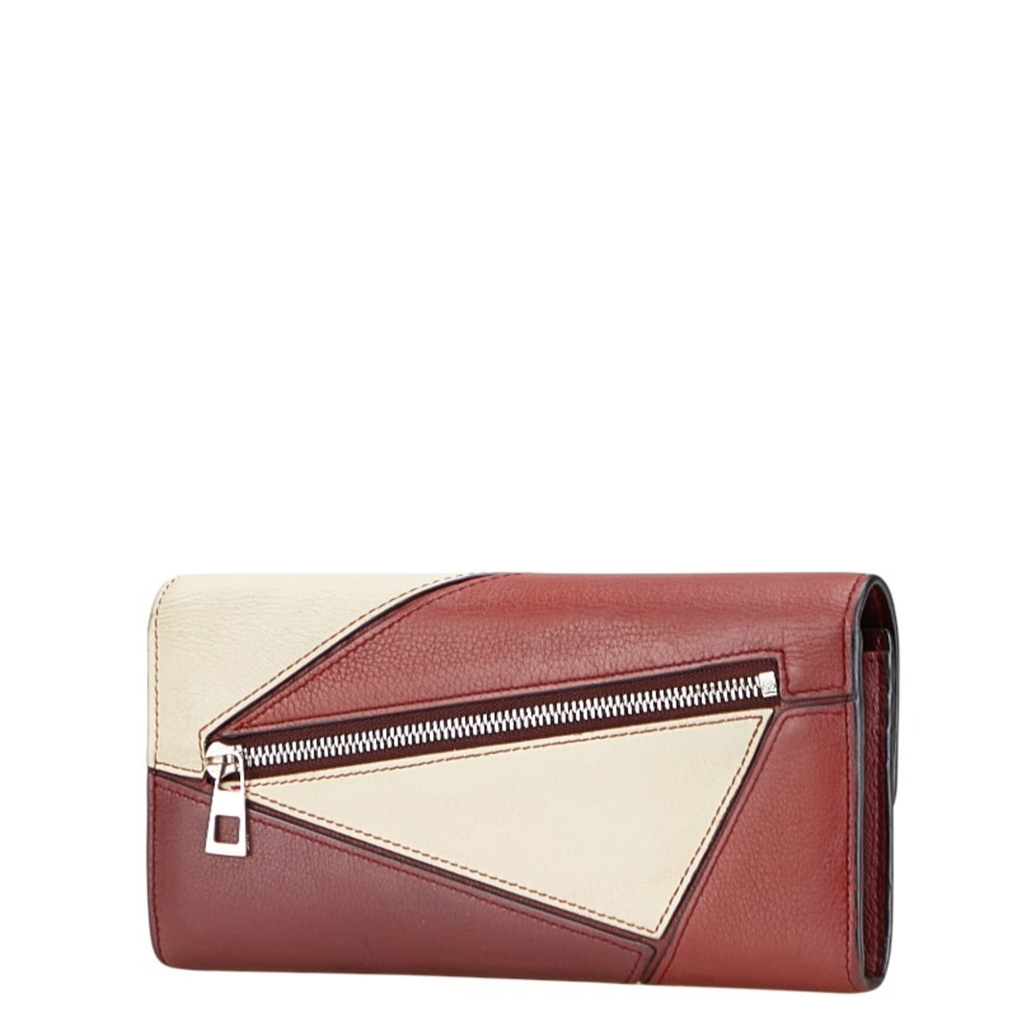 Loewe Red Color White Leather Coin Purse/Coin Case (Pre-Owned)