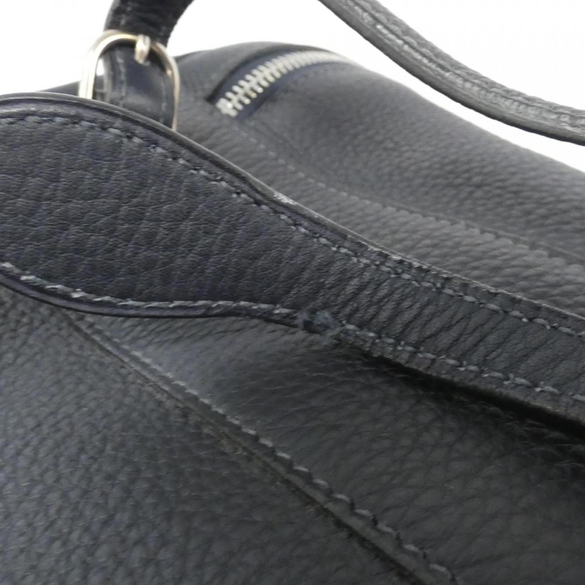 Hermes Blue Indigo Leather Handbag (Pre-Owned)