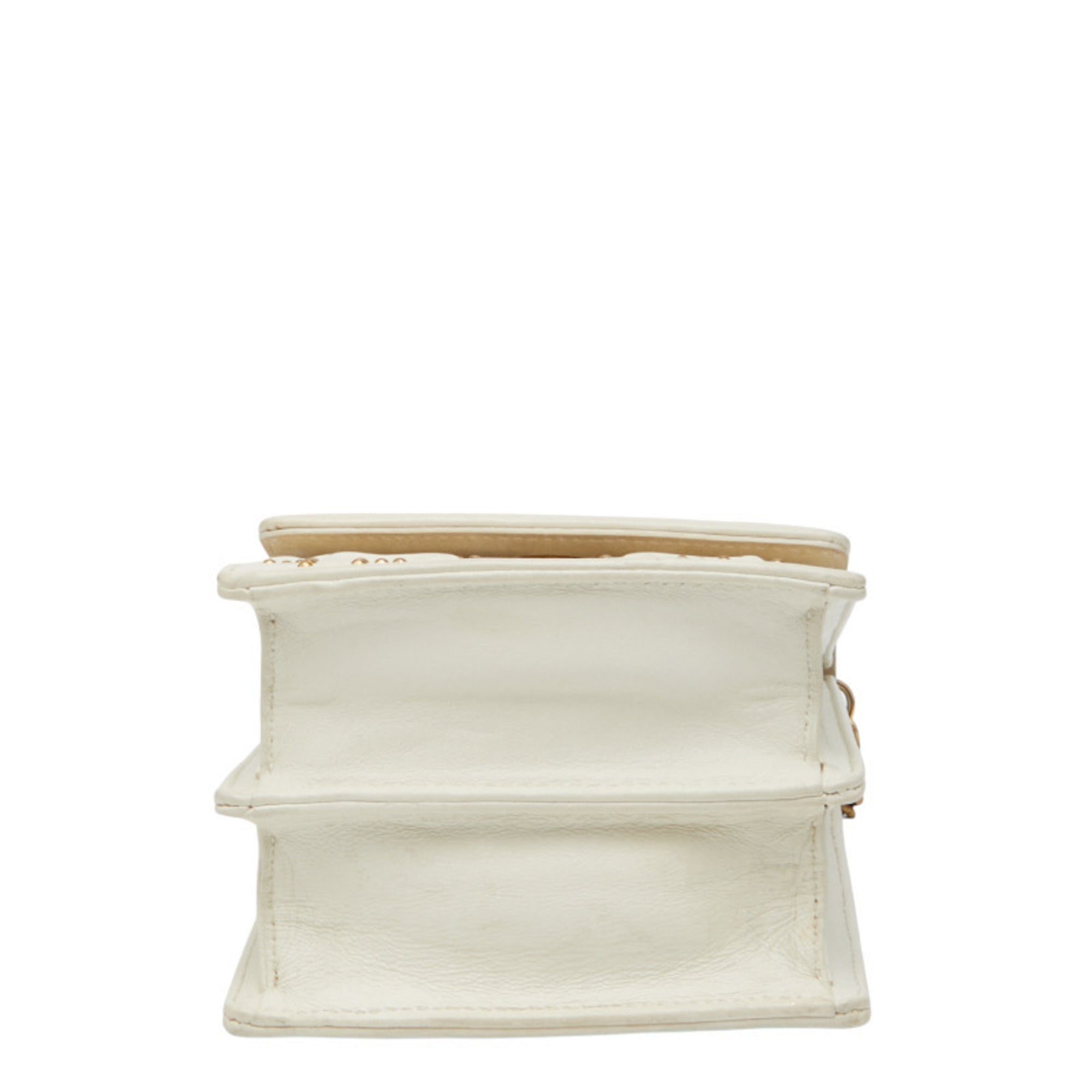 Christian Dior Gold Ivory White Leather Shoulder Bag (Pre-Owned)
