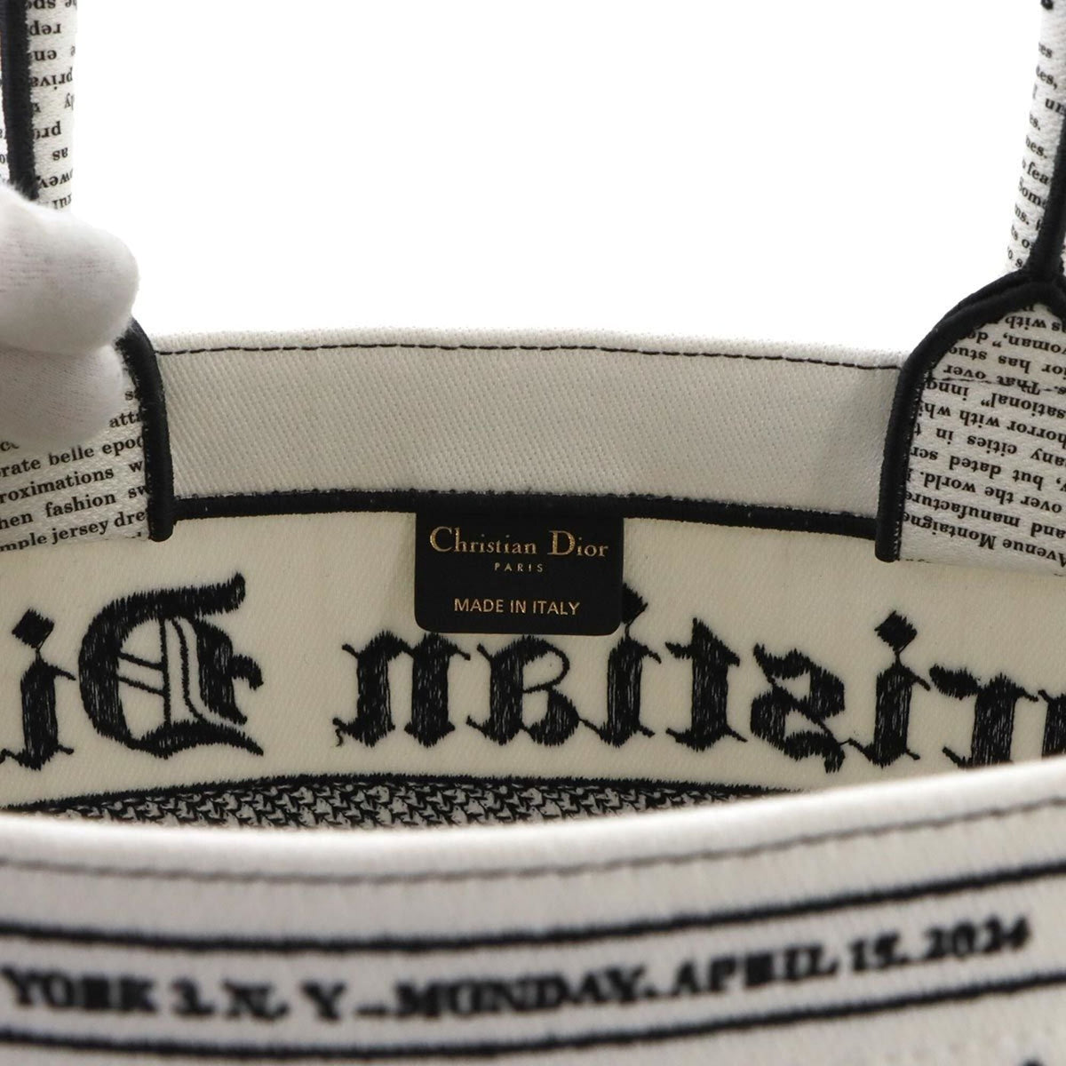 Christian Dior Black White Canvas Handbag Tote Bag (Pre-Owned)