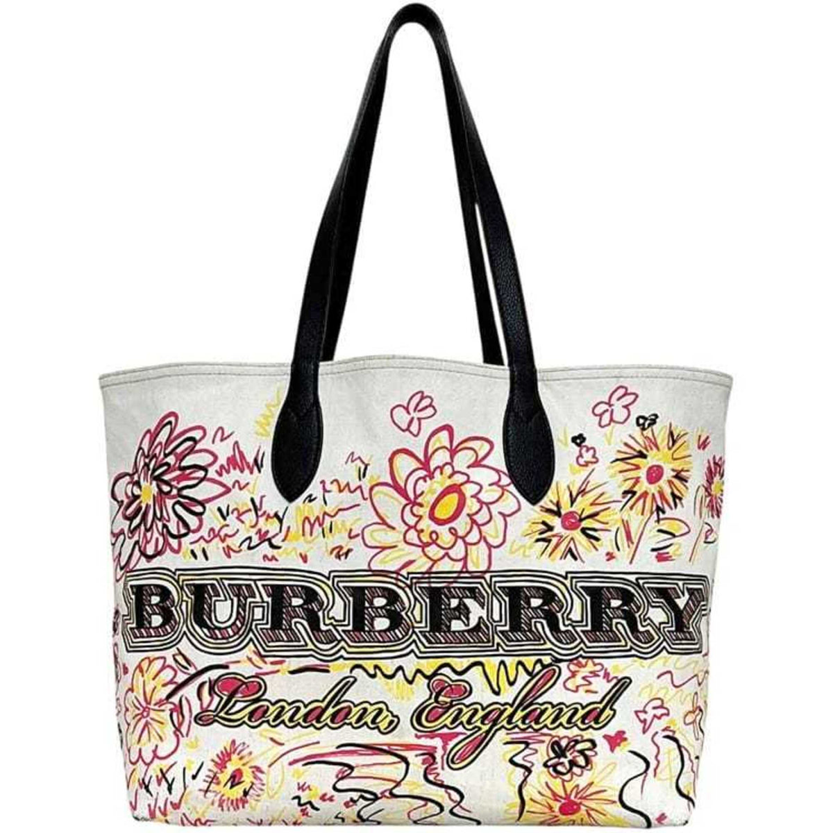 Burberry Beige White Pvc Leather Tote Bag (Pre-Owned)