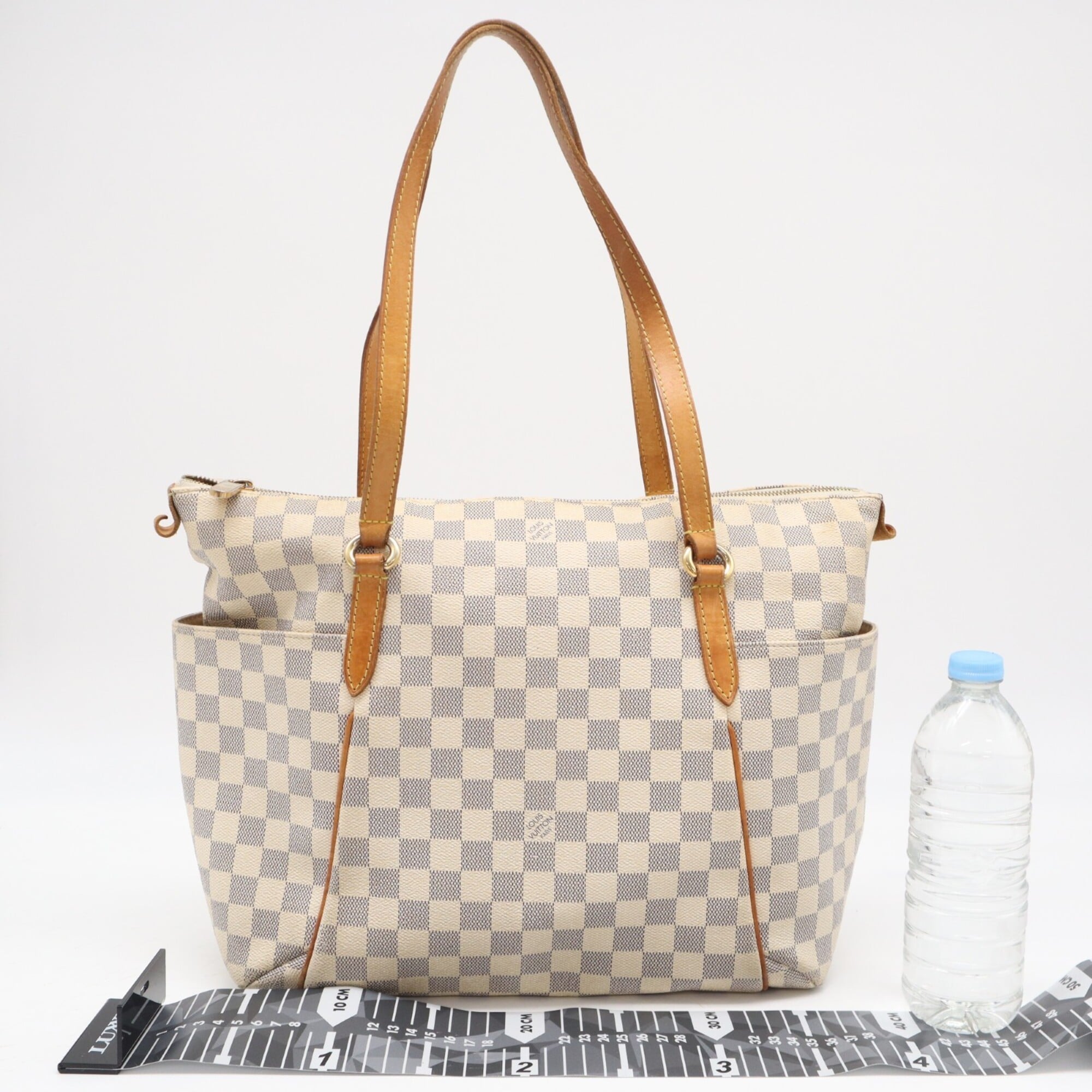 Louis Vuitton Azur Gray White Coated Canvas Leather Handbag (Pre-Owned)