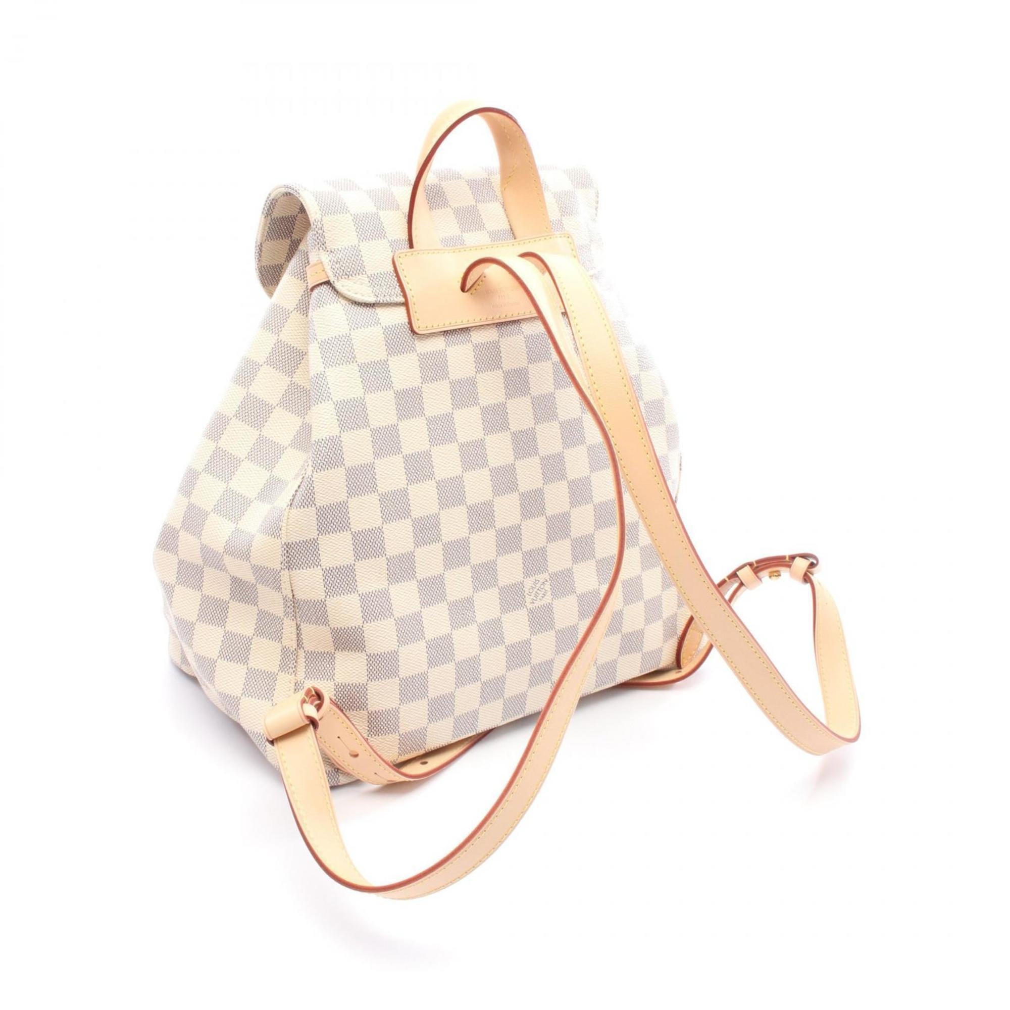 Louis Vuitton White Coated Canvas Leather Backpack Handbag (Pre-Owned)