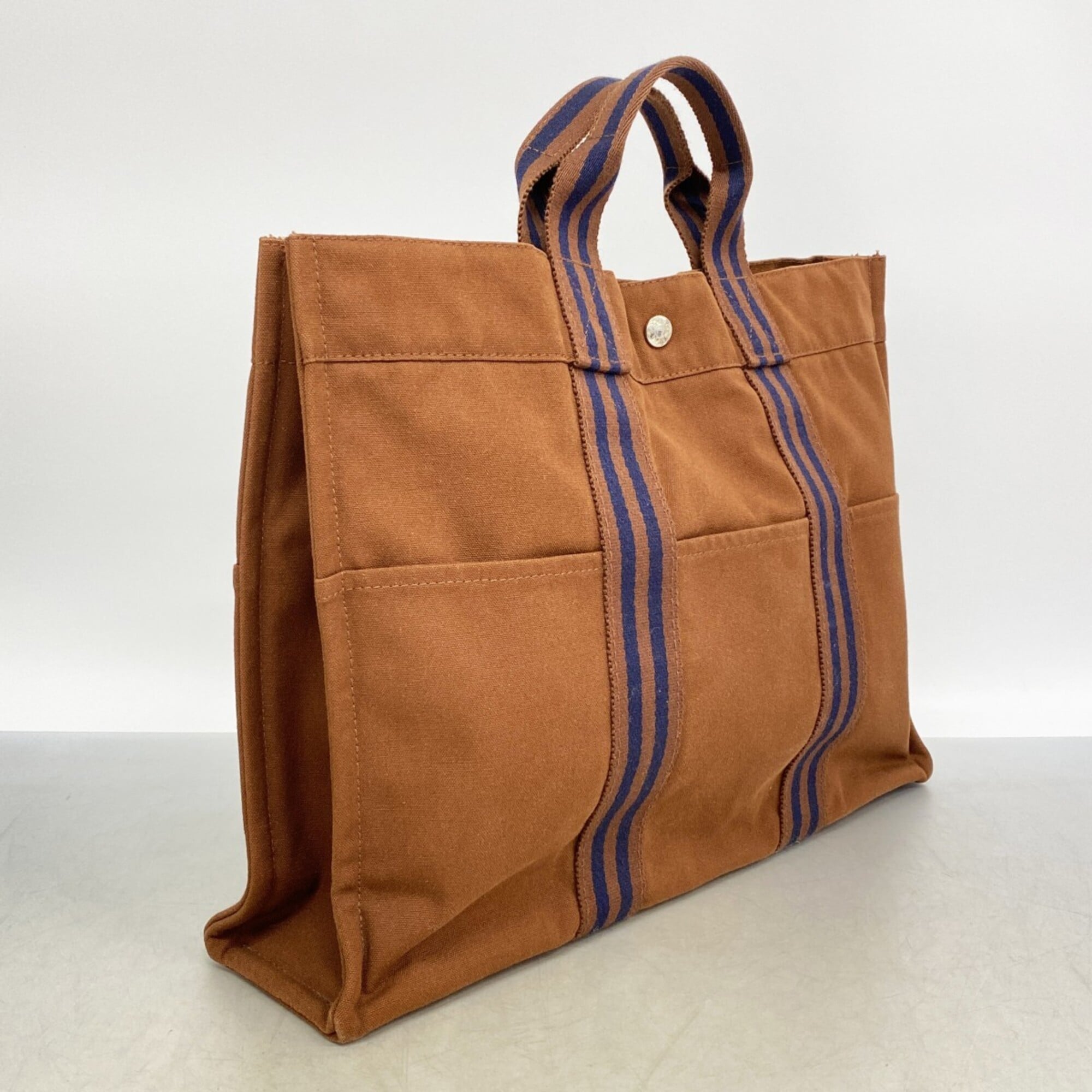 Hermes Brown Canvas Tote Bag (Pre-Owned)