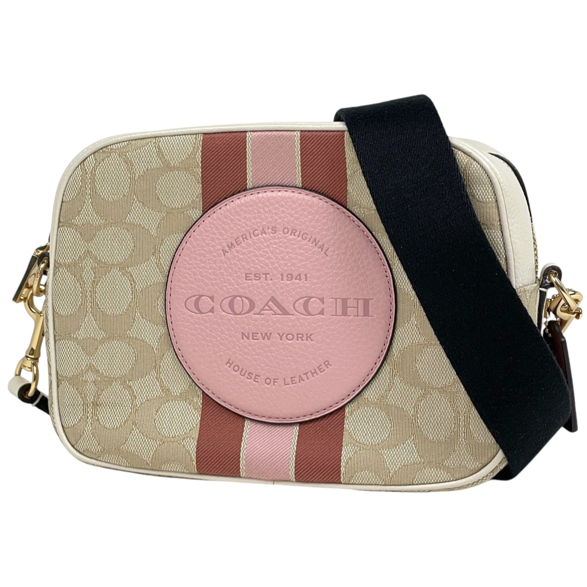 Coach Signature Beige Canvas Leather Shoulder Bag (Pre-Owned)