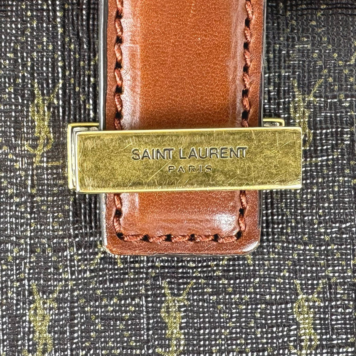 Saint Laurent Brown Coated Canvas Shoulder Bag (Pre-Owned)
