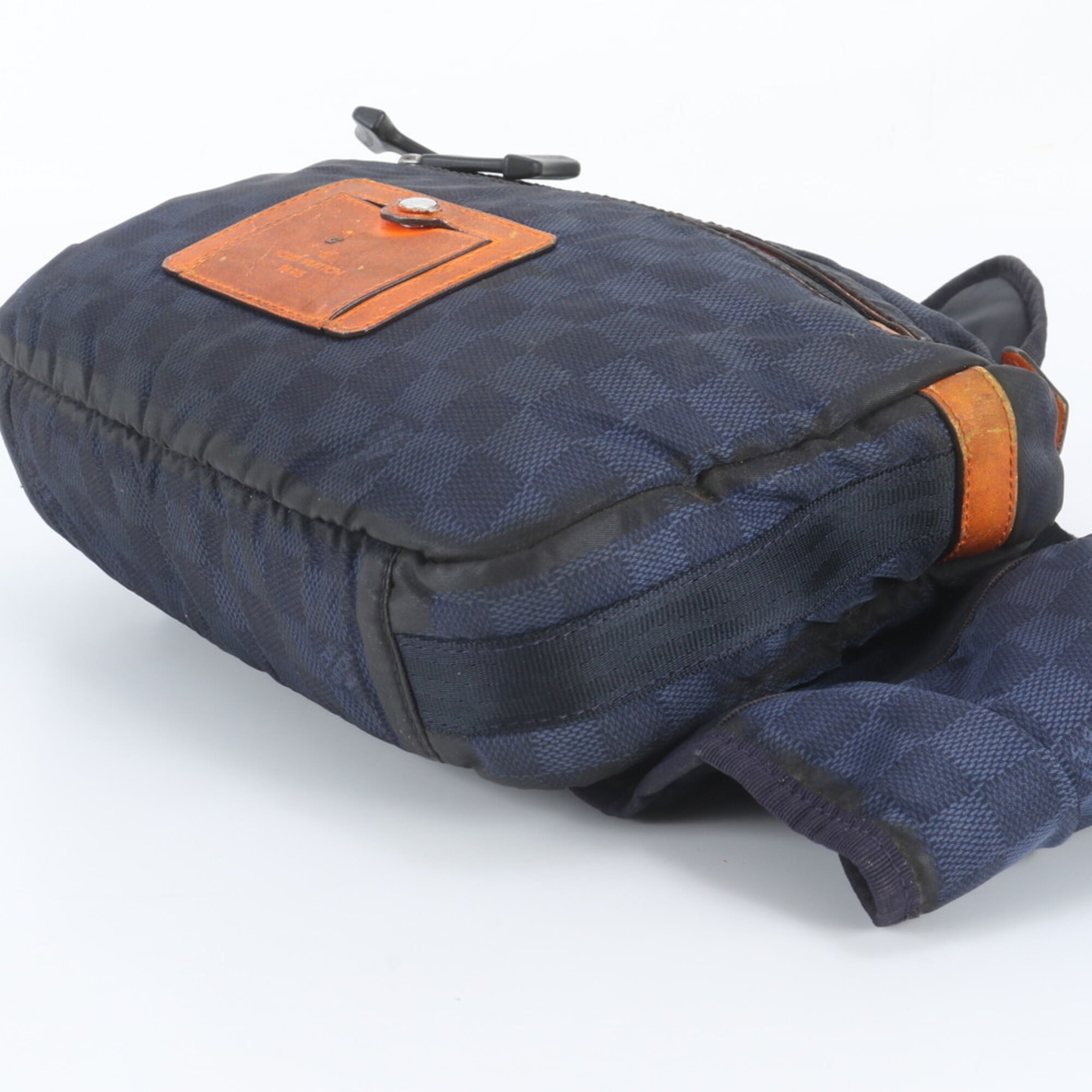Louis Vuitton Navy Leather Nylon Pouch Sling Bag (Pre-Owned)