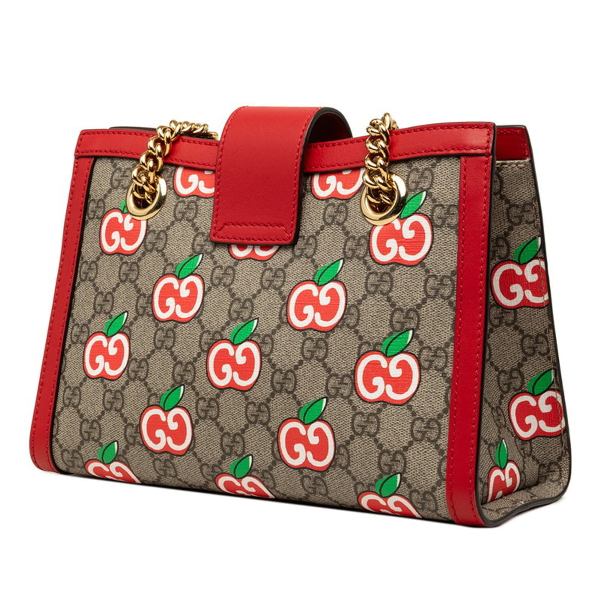 Gucci Padlock Beige Red Color Pvc Leather Handbag Shoulder Bag (Pre-Owned)