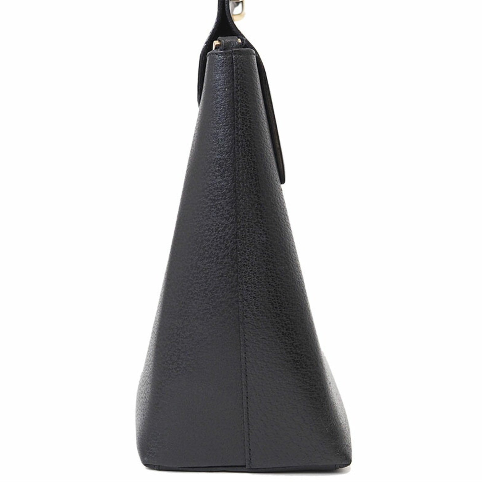 Gucci Bamboo Black Leather Handbag Shoulder Bag (Pre-Owned)