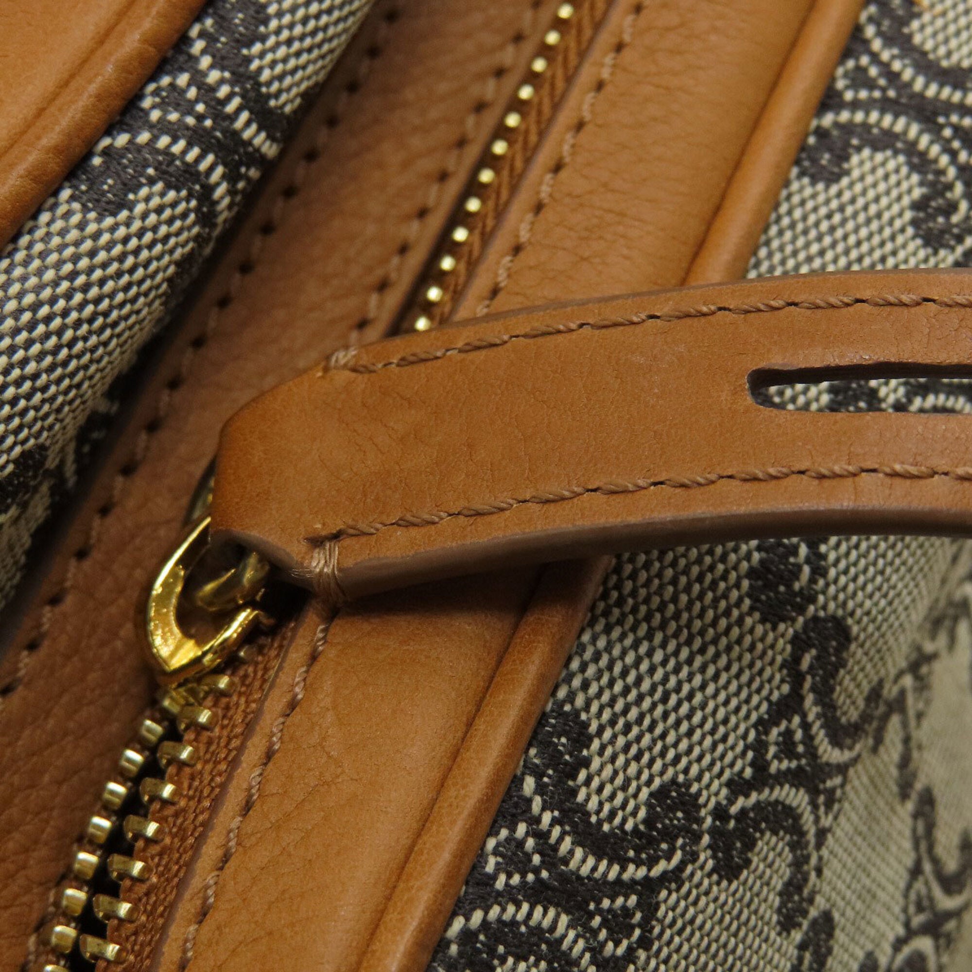 Celine Brown Canvas Shoulder Bag (Pre-Owned)
