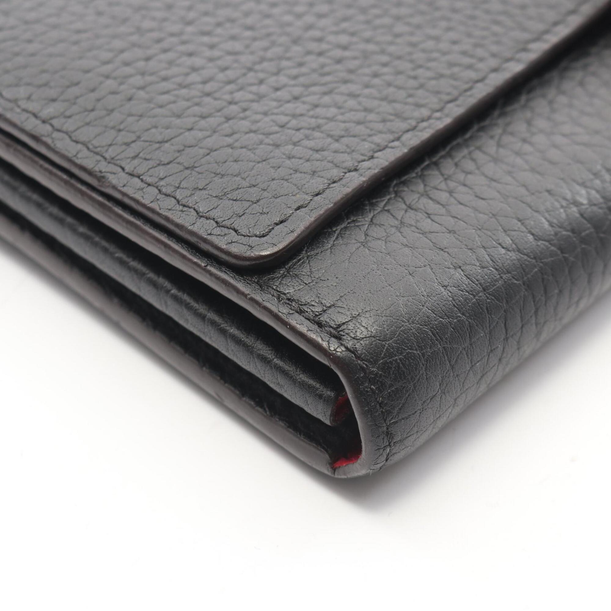 Louis Vuitton Black Leather Long Wallet (Bi-Fold) (Pre-Owned)